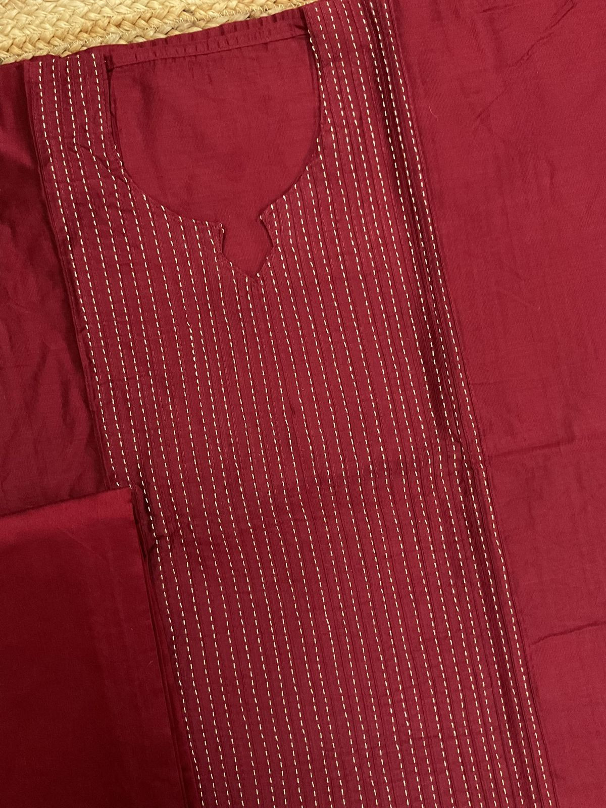 Pure Cotton Silk Printed Embroidered Suit - Maroon