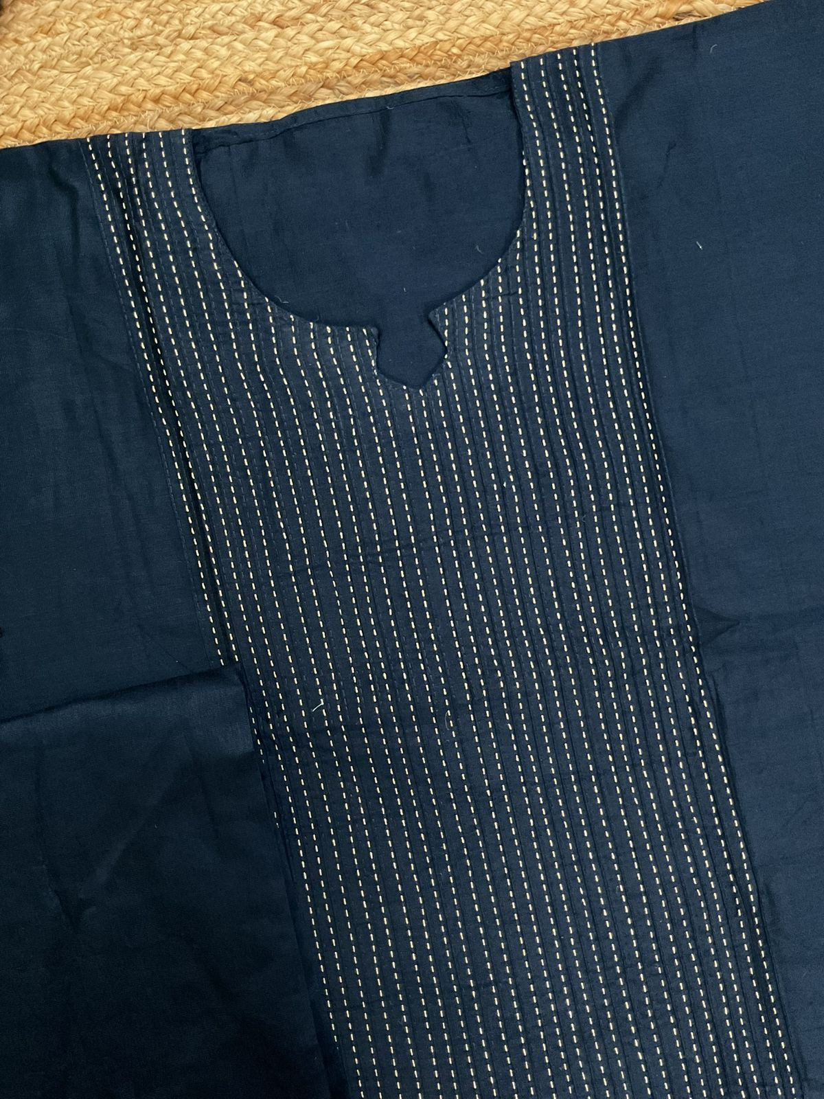 Pure Cotton Silk Printed Embroidered Suit - Blue