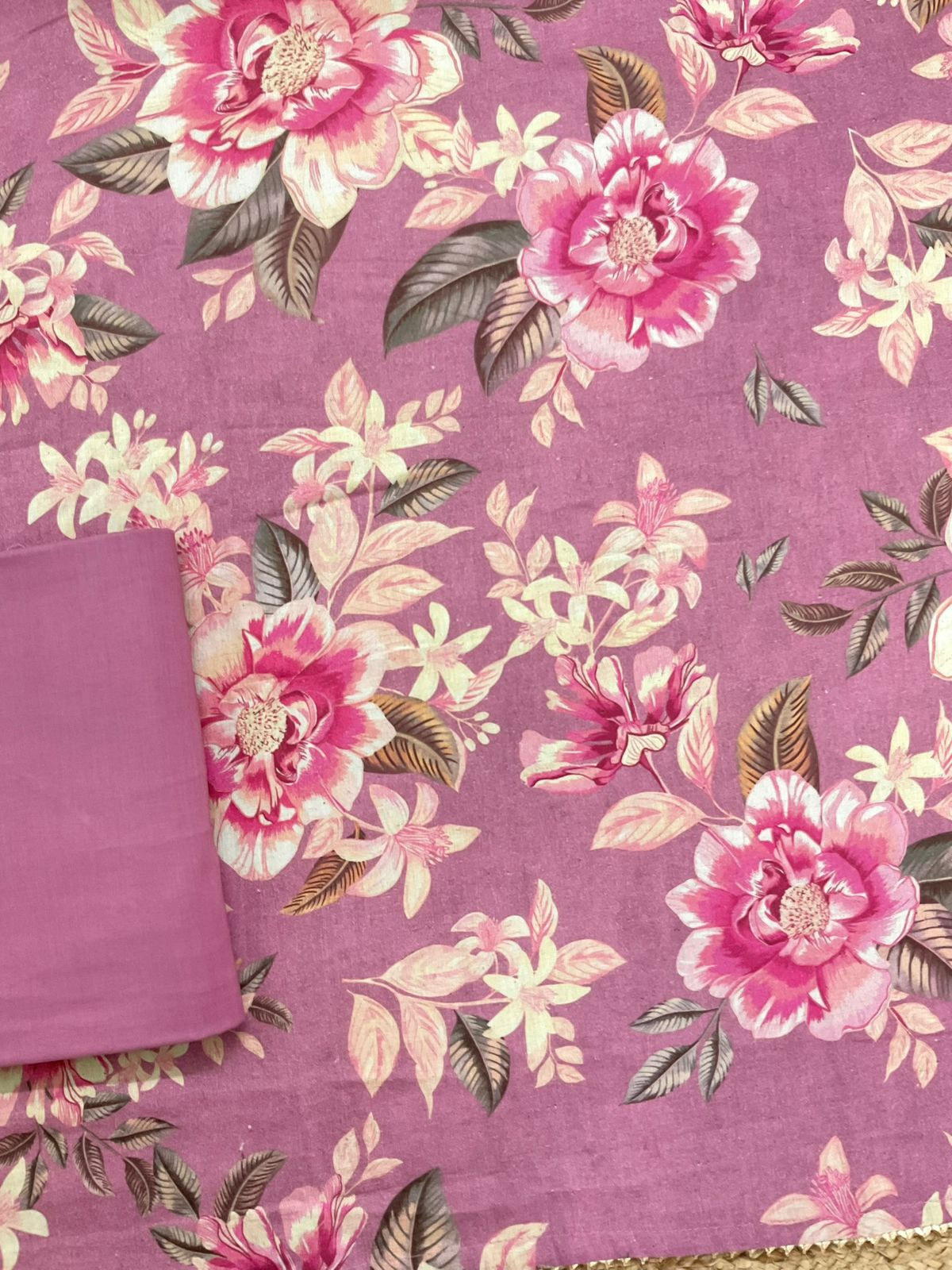 Pure Slub Cotton Printed Suit - Purple