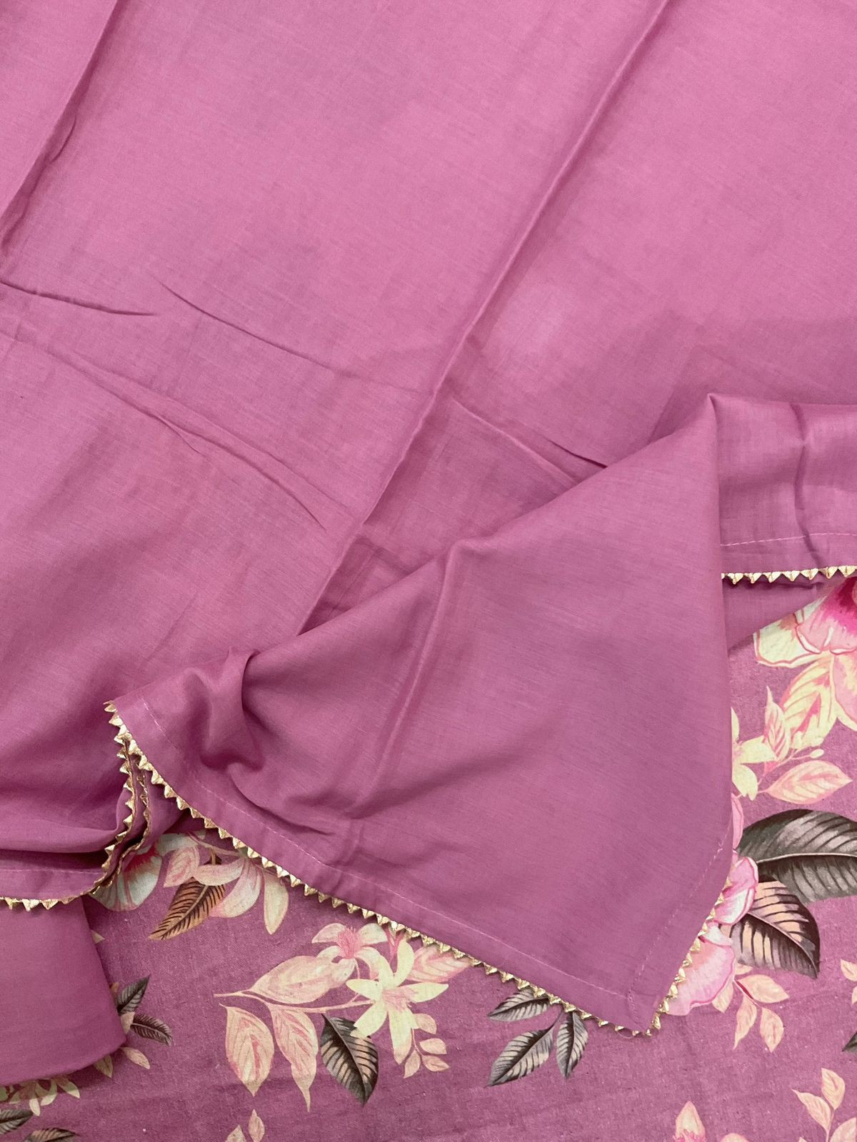 Pure Slub Cotton Printed Suit - Purple