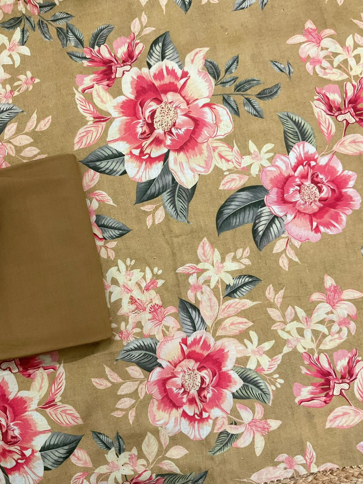 Pure Slub Cotton Printed Suit - Mustard