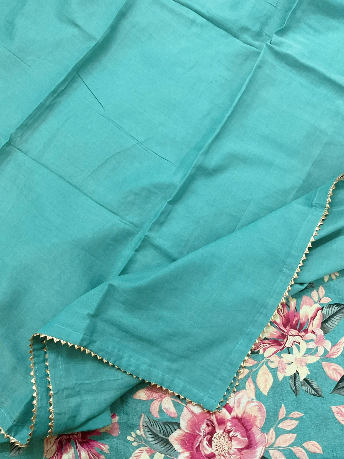 Pure Slub Cotton Printed Suit - Blue