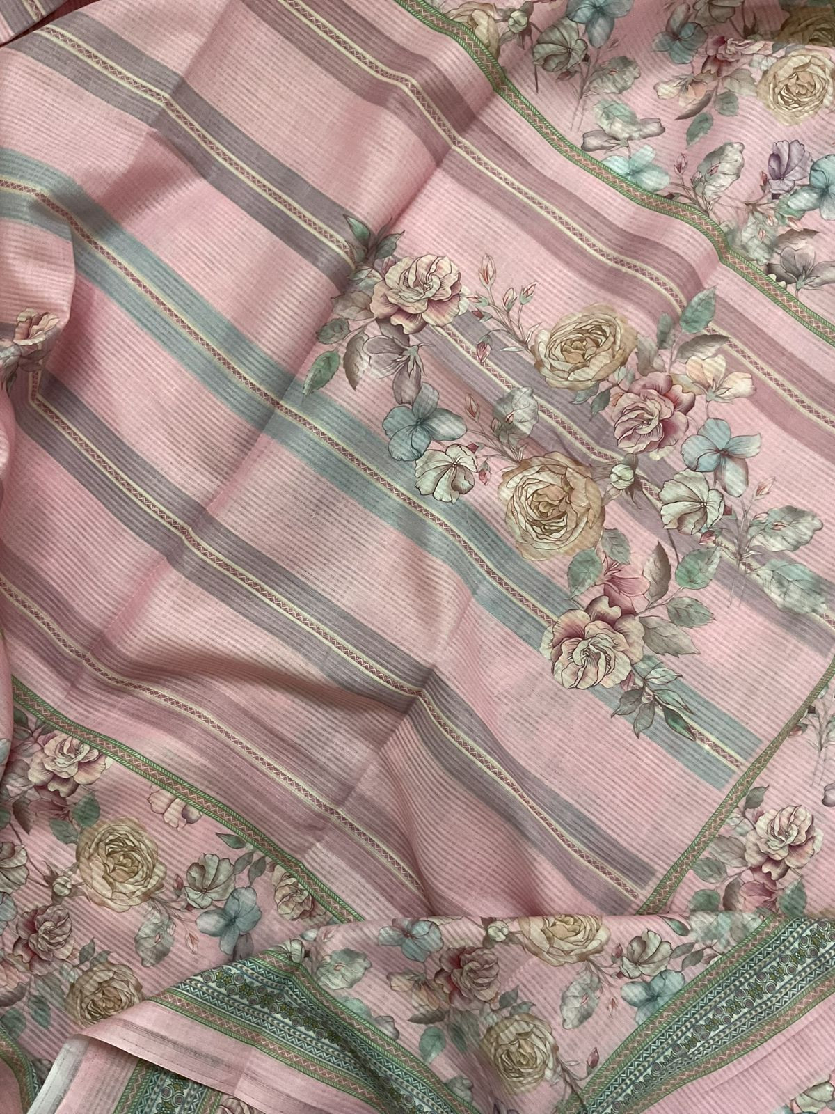Soft Rayon Cotton Printed Embroidered Suit - Pink