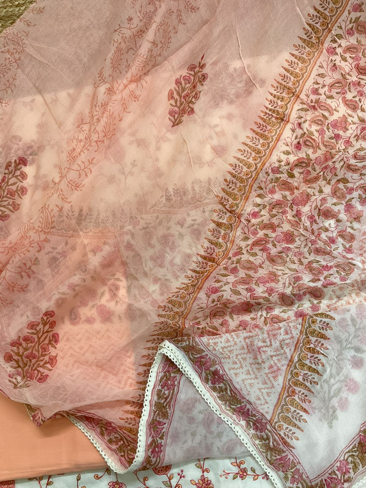 Pure Fine Mul Cotton Printed Embroidered Suit - Offwhite