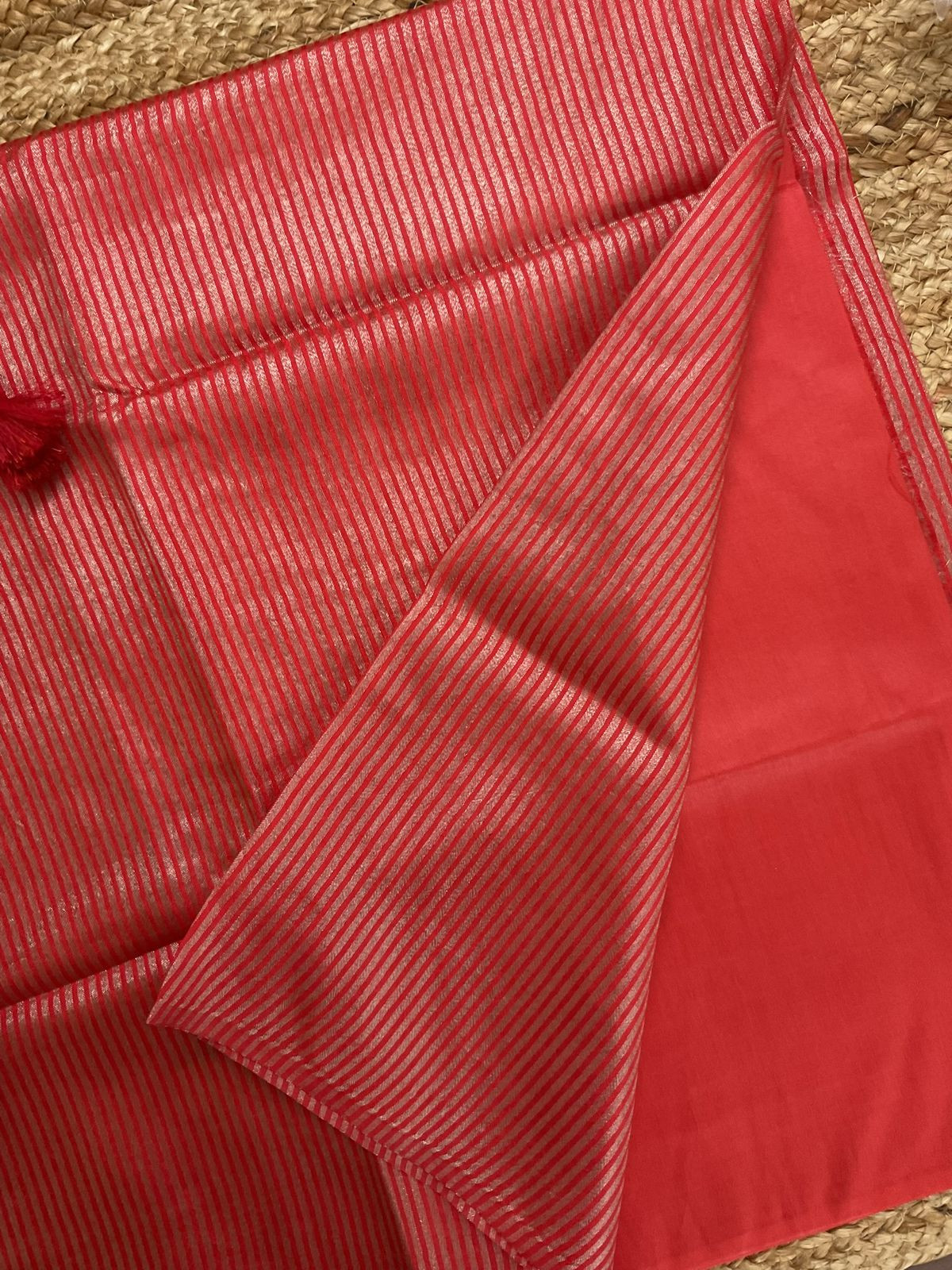 Soft Silk Banarasi Weaved Suit - Red