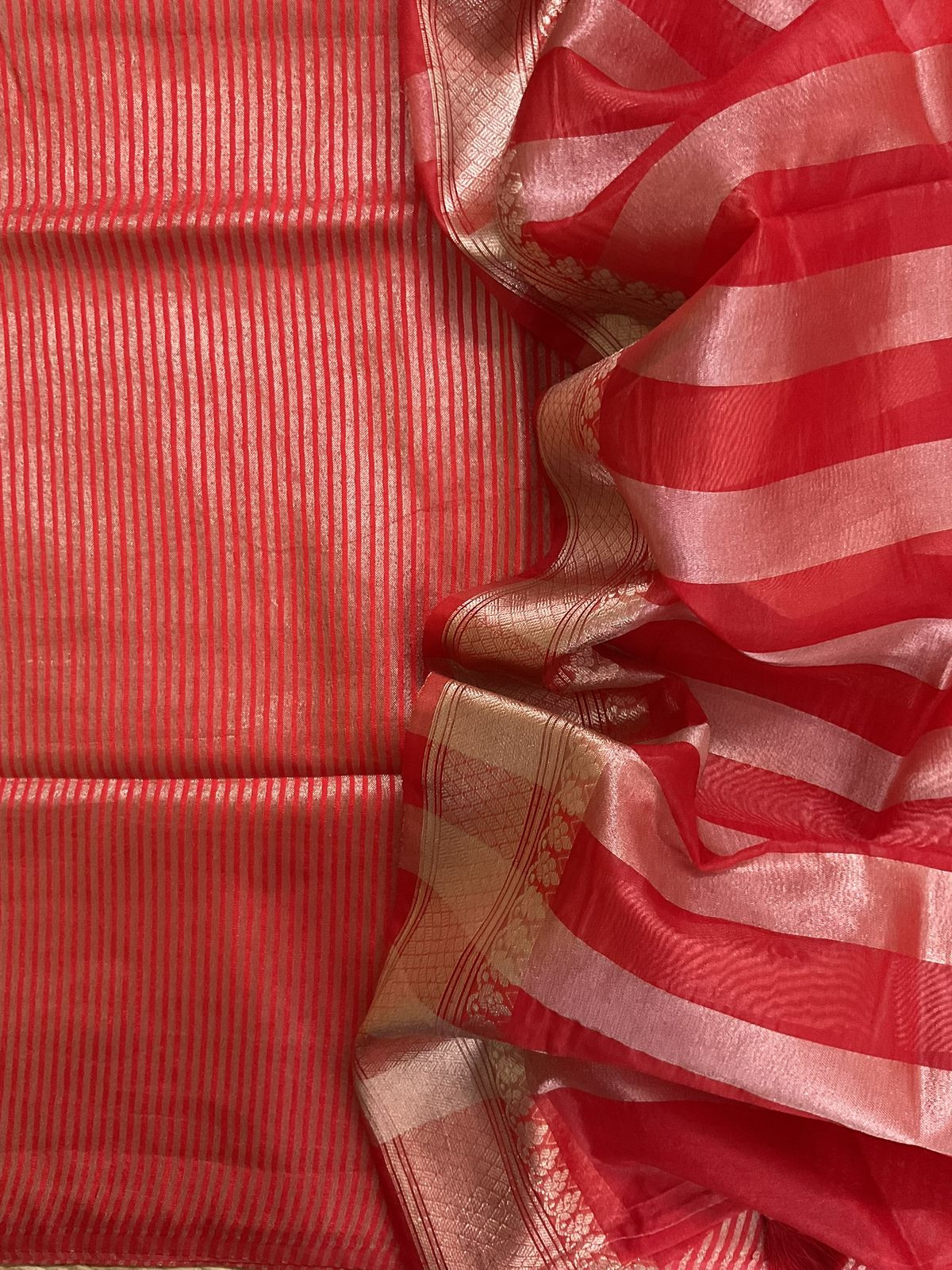 Soft Silk Banarasi Weaved Suit - Red