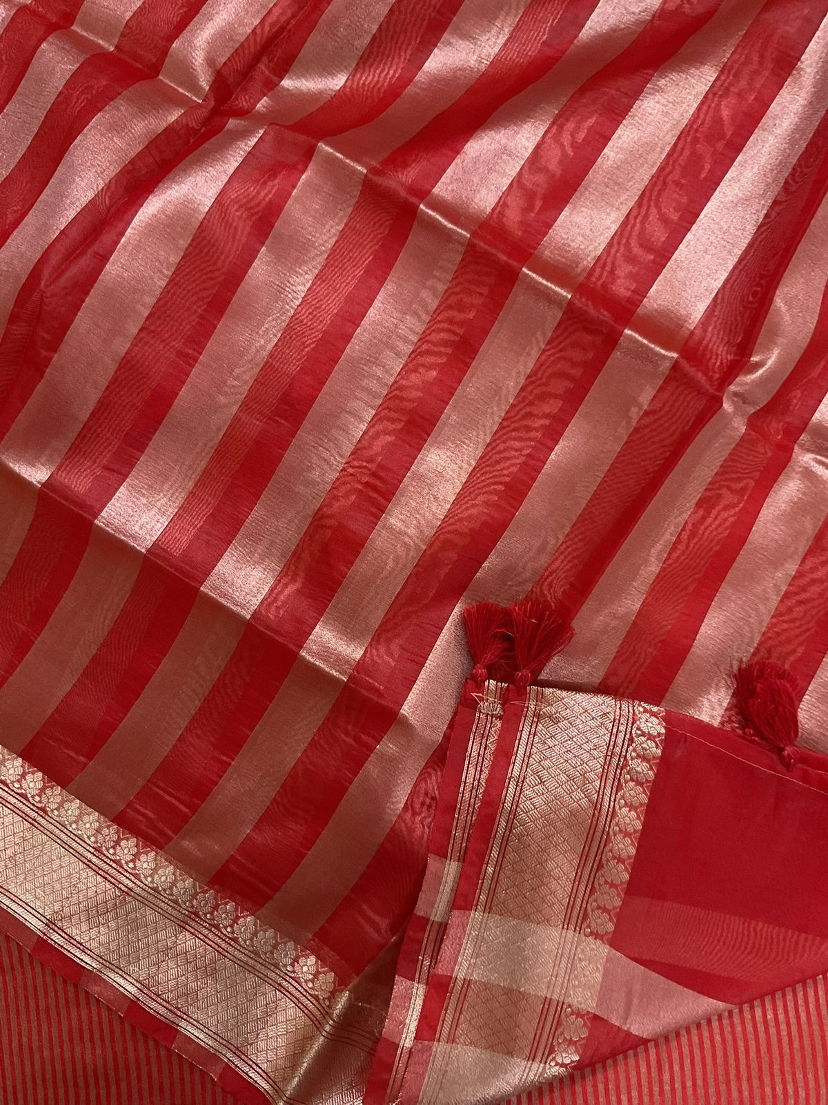 Soft Silk Banarasi Weaved Suit - Red