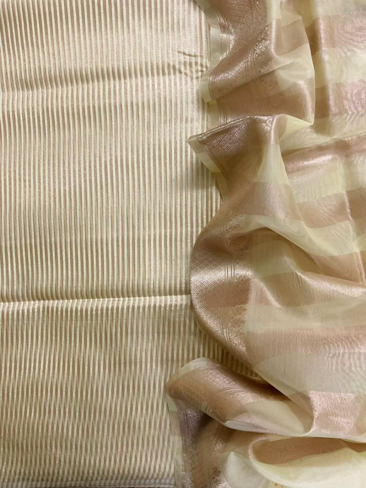 Soft Silk Banarasi Weaved Suit - Cream