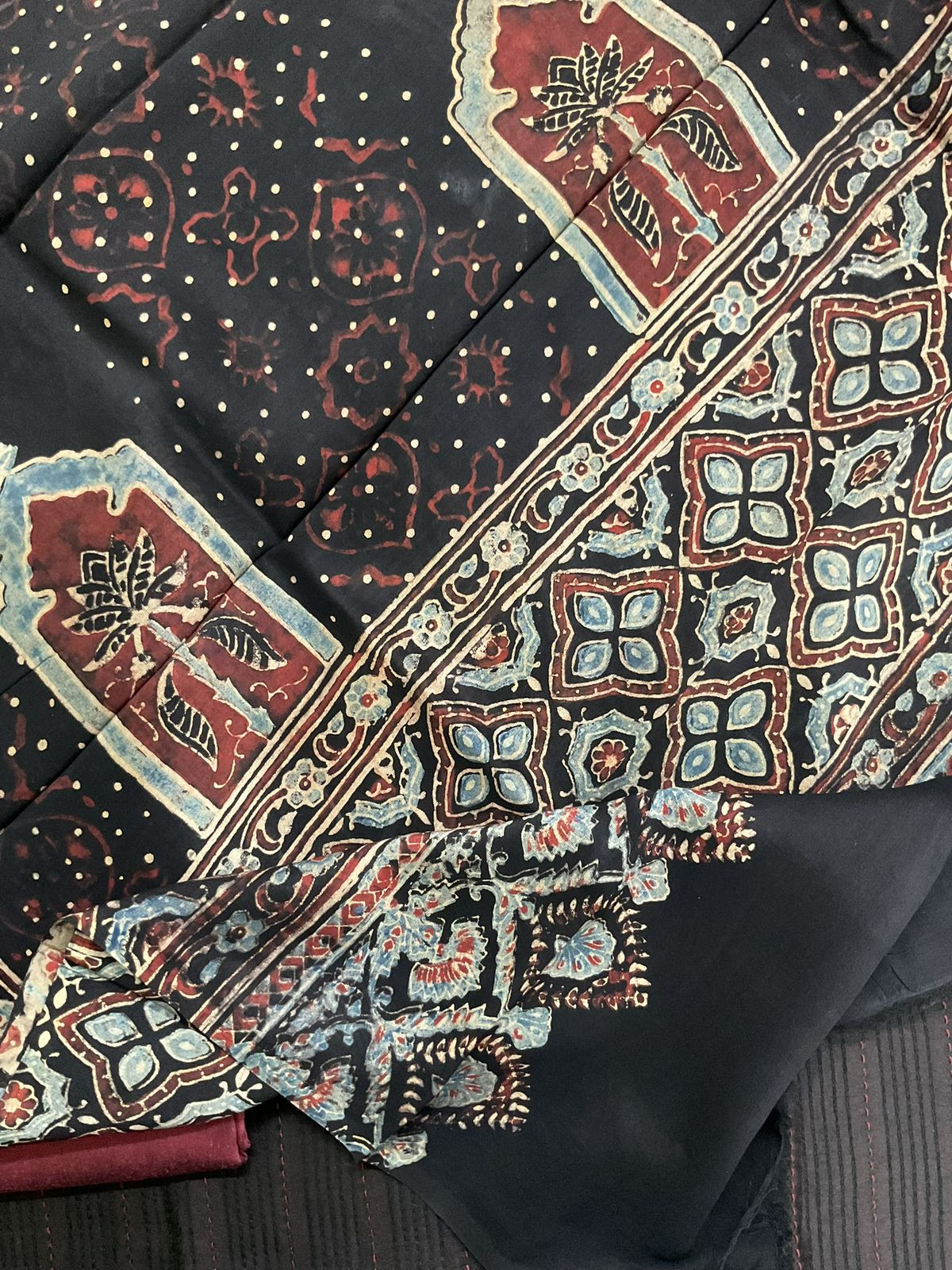 Pure Chanderi Printed Embroidered Suit - Black