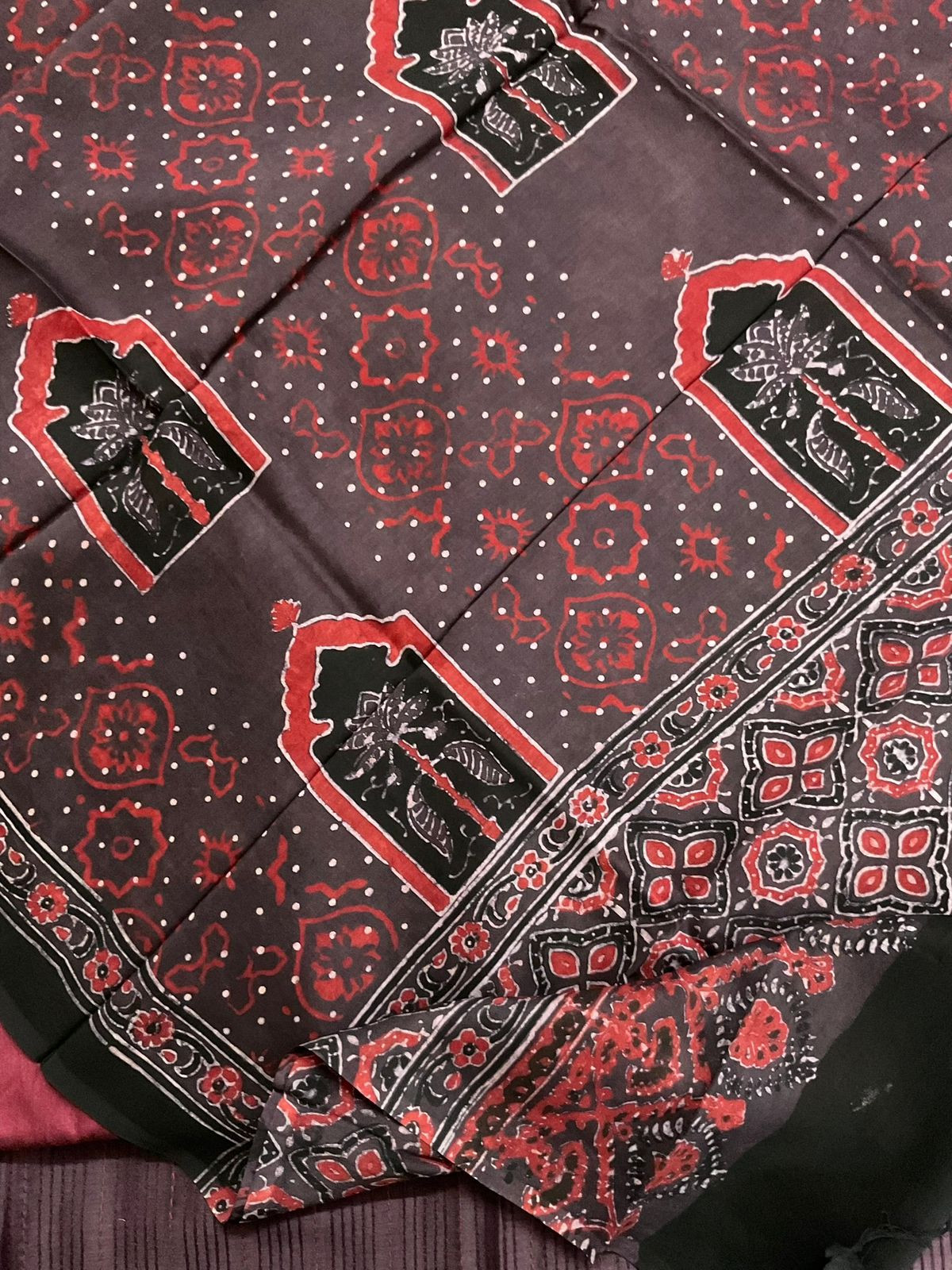 Pure Chanderi Printed Embroidered Suit - Brown