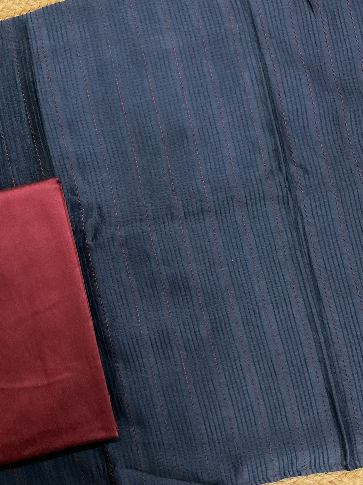 Pure Chanderi Printed Embroidered Suit - Blue