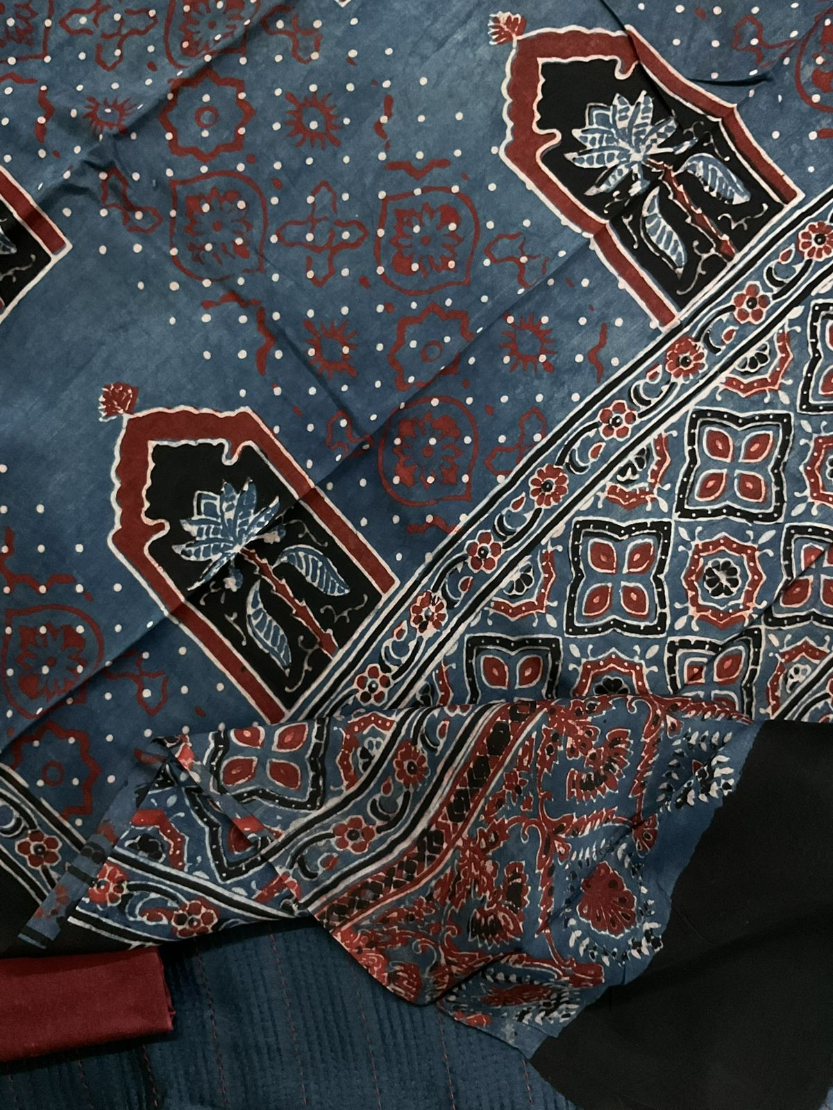 Pure Chanderi Printed Embroidered Suit - Blue