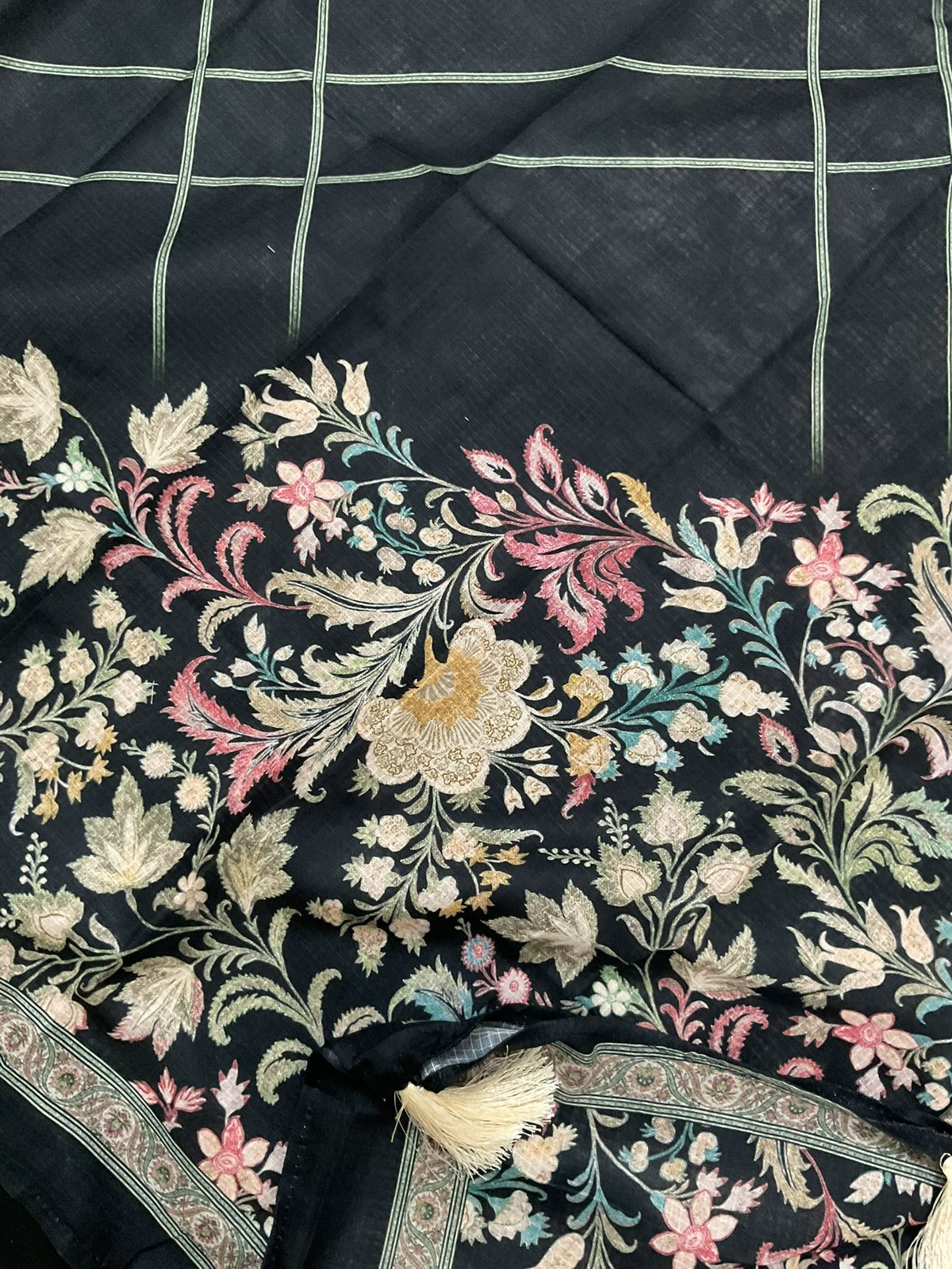 Pure Jaam Cotton Printed Embroidered Suit - Black