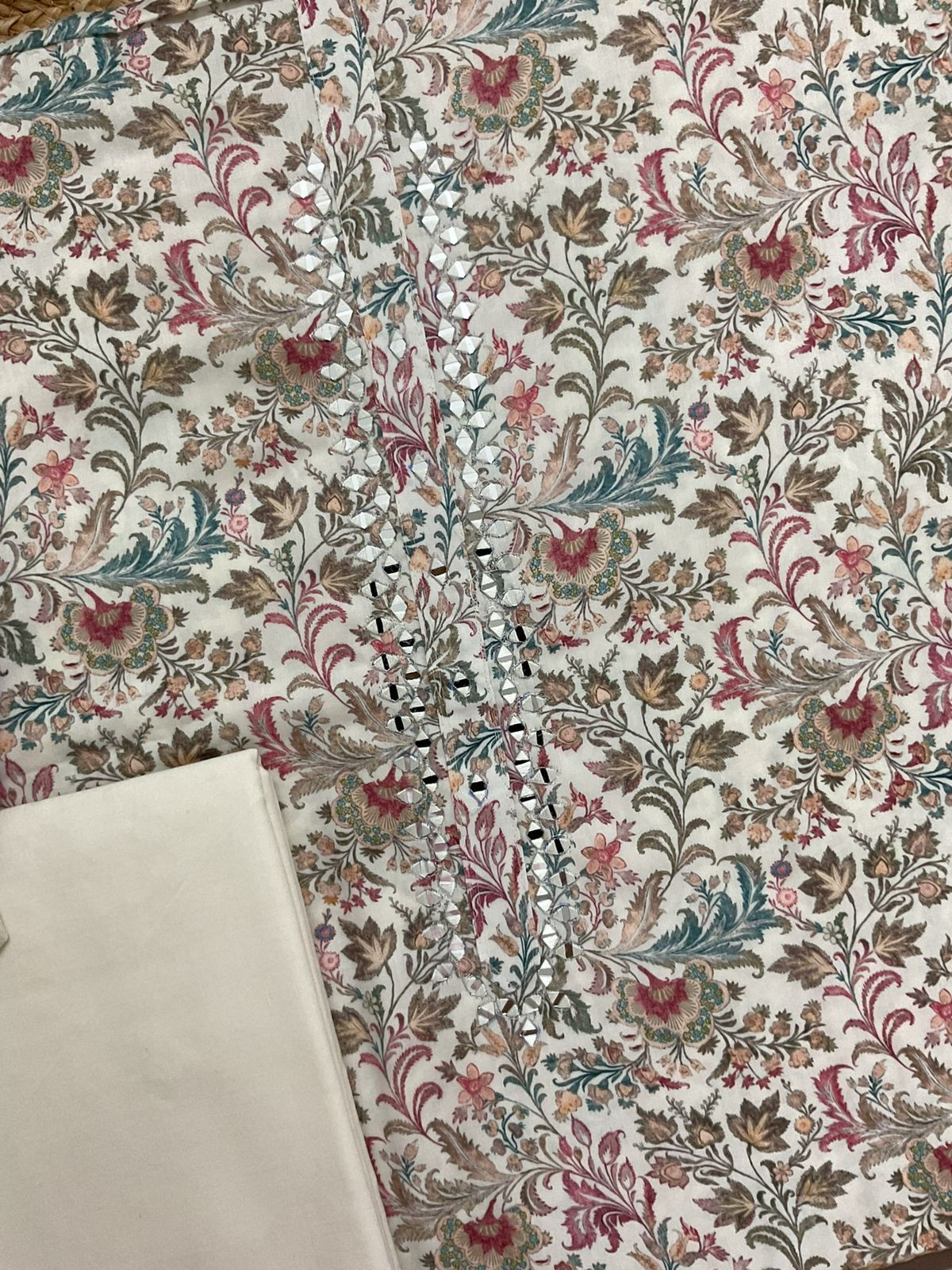 Pure Jaam Cotton Printed Embroidered Suit - Offwhite