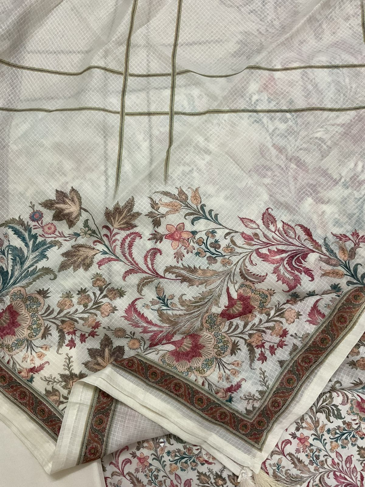 Pure Jaam Cotton Printed Embroidered Suit - Offwhite