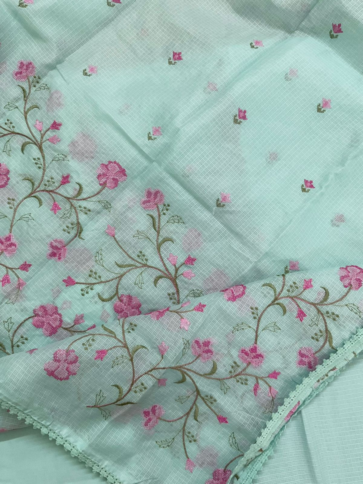 Soft Kota Silk Embroidered Suit - Blue