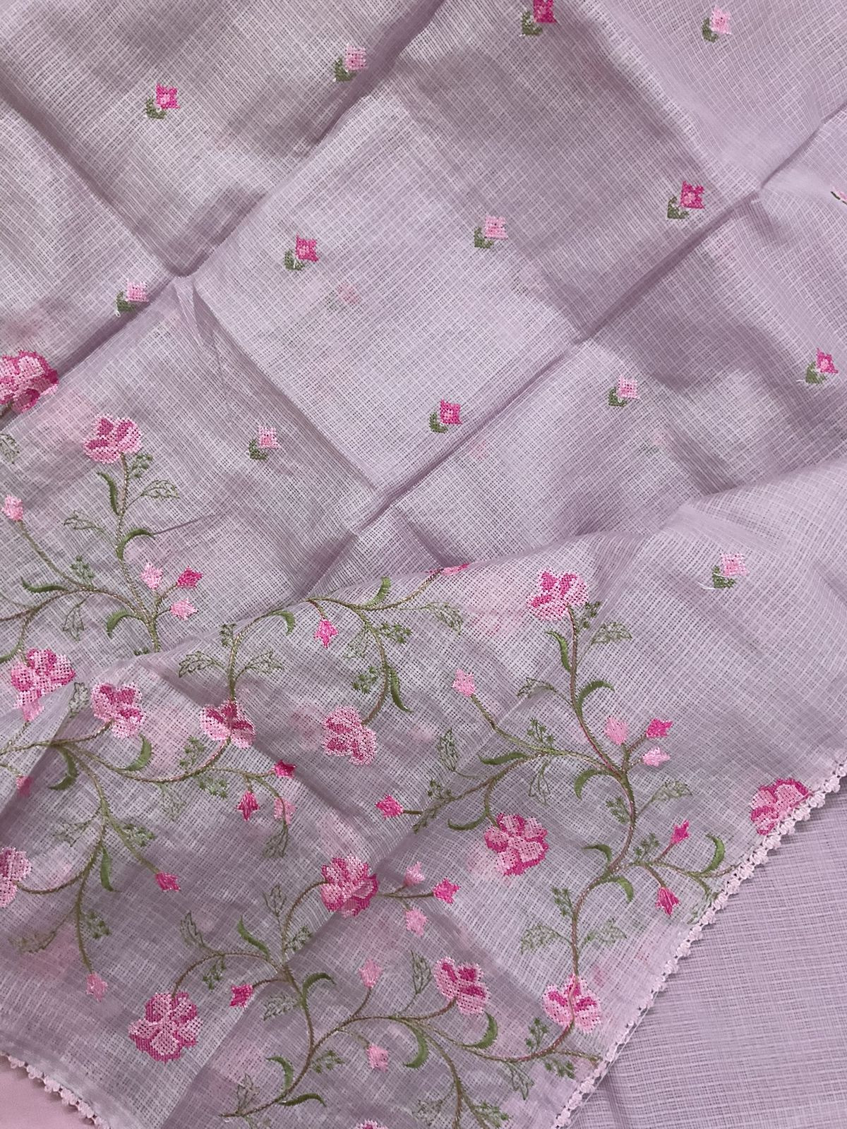 Soft Kota Silk Embroidered Suit - Purple