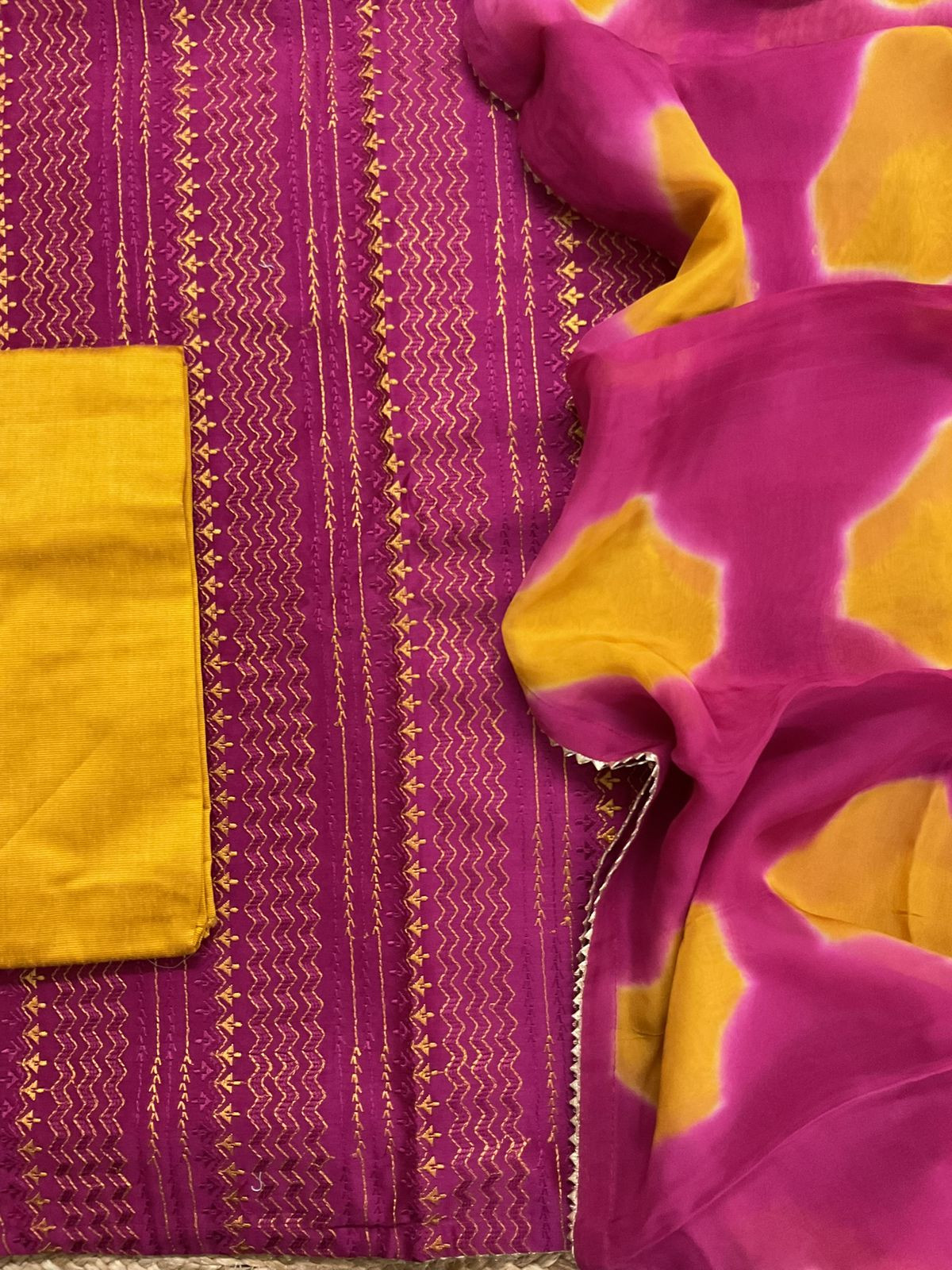 Pure Maheshwari Embroidered Suit - Pink