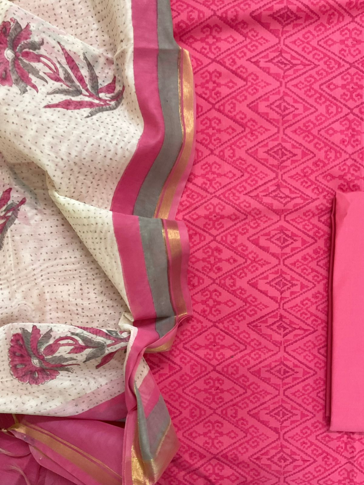 Pure Cotton Printed Suit - Pink