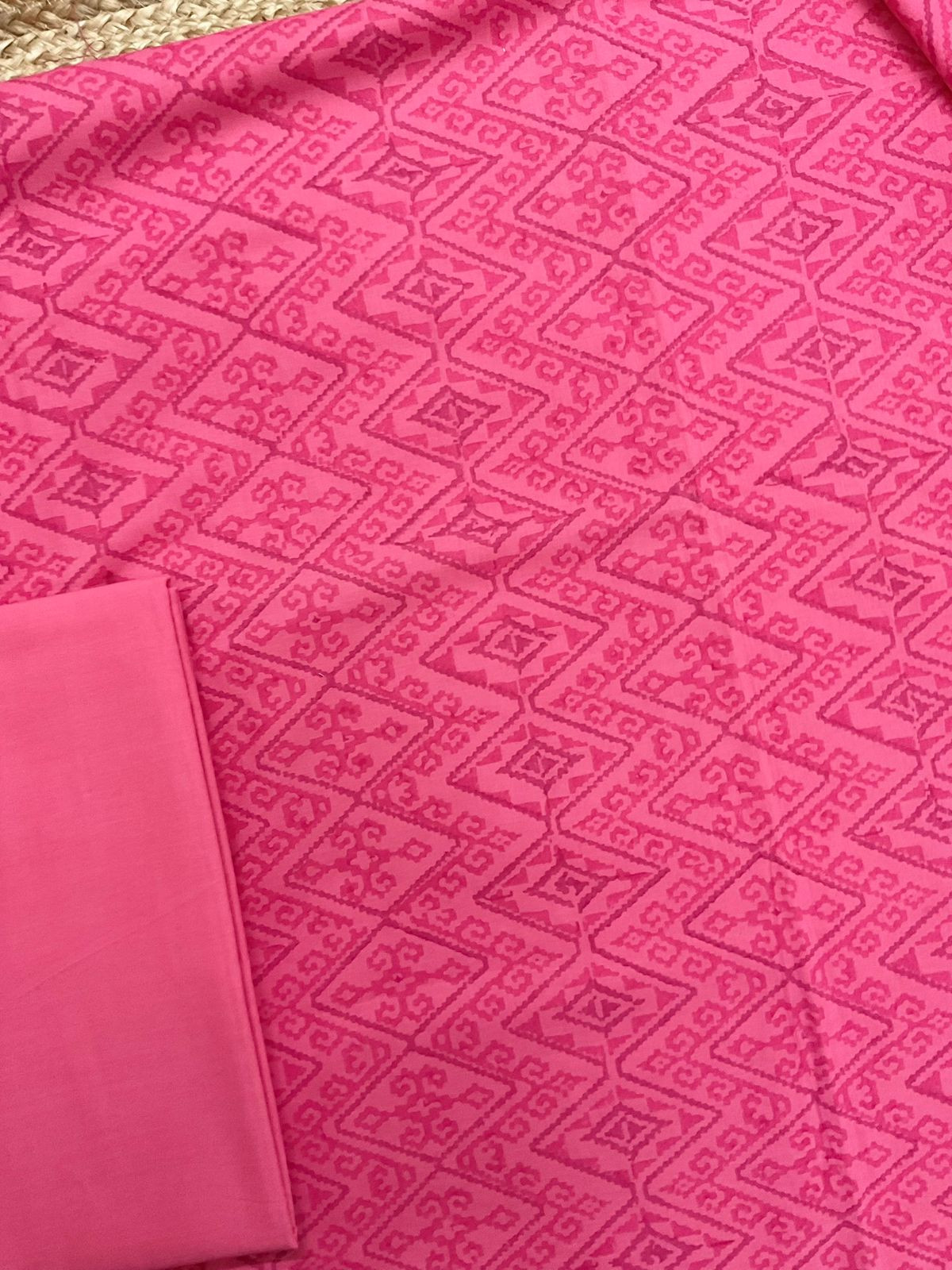 Pure Cotton Printed Suit - Pink