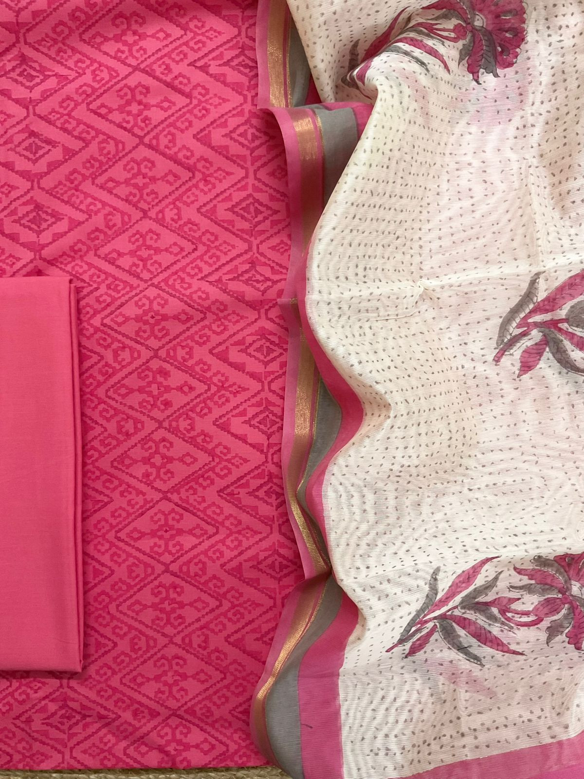 Pure Cotton Printed Suit - Pink