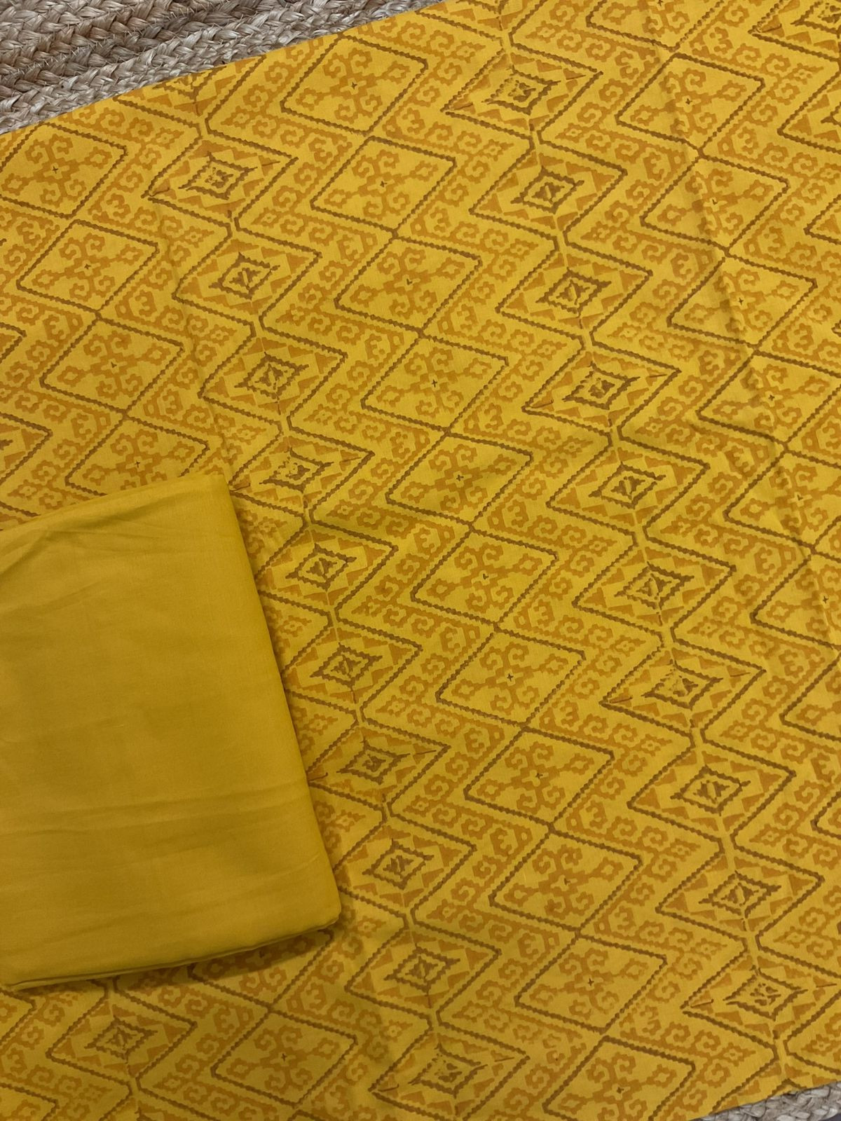 Pure Cotton Printed Suit - Yellow