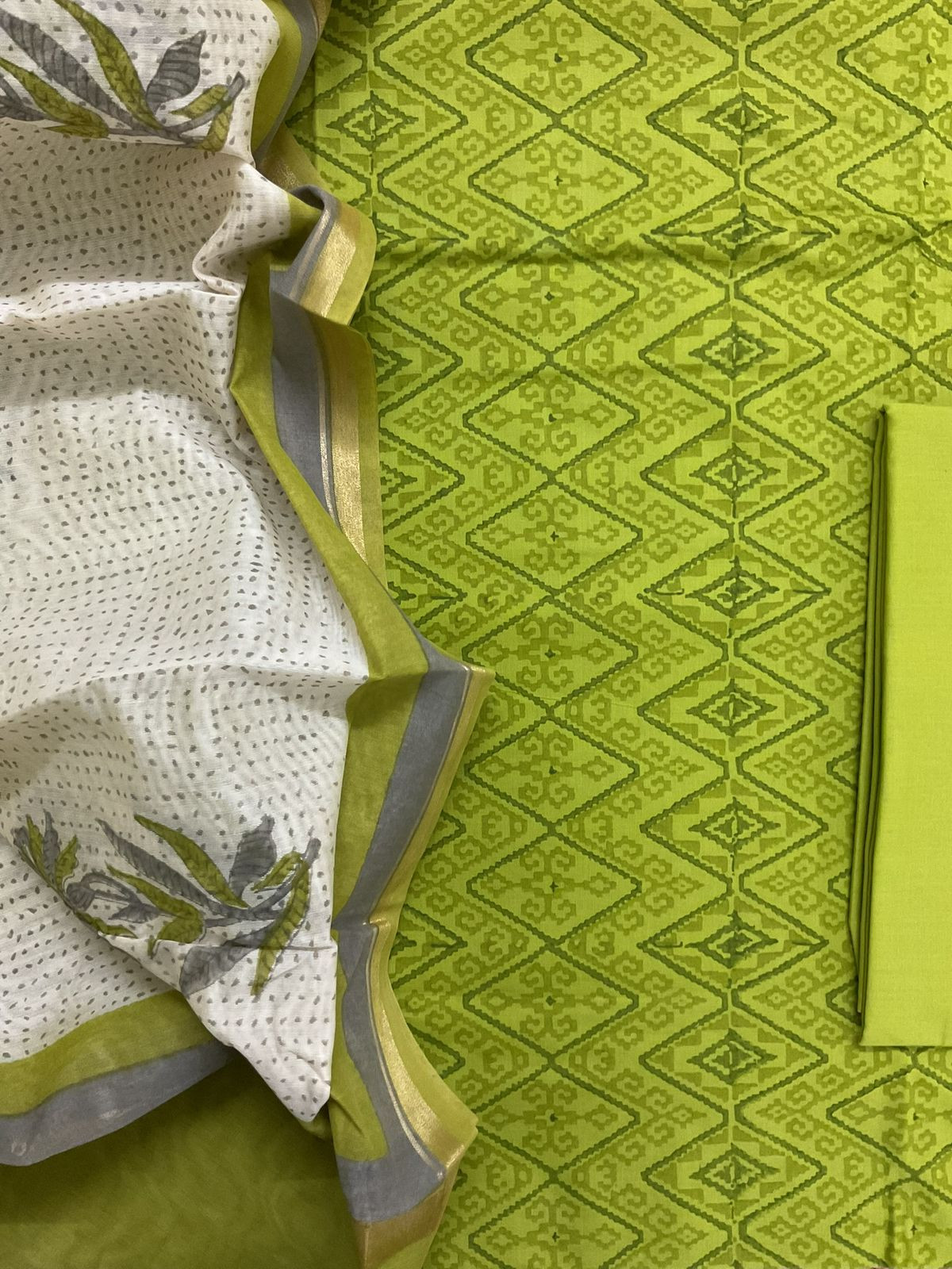 Pure Cotton Printed Suit - Green