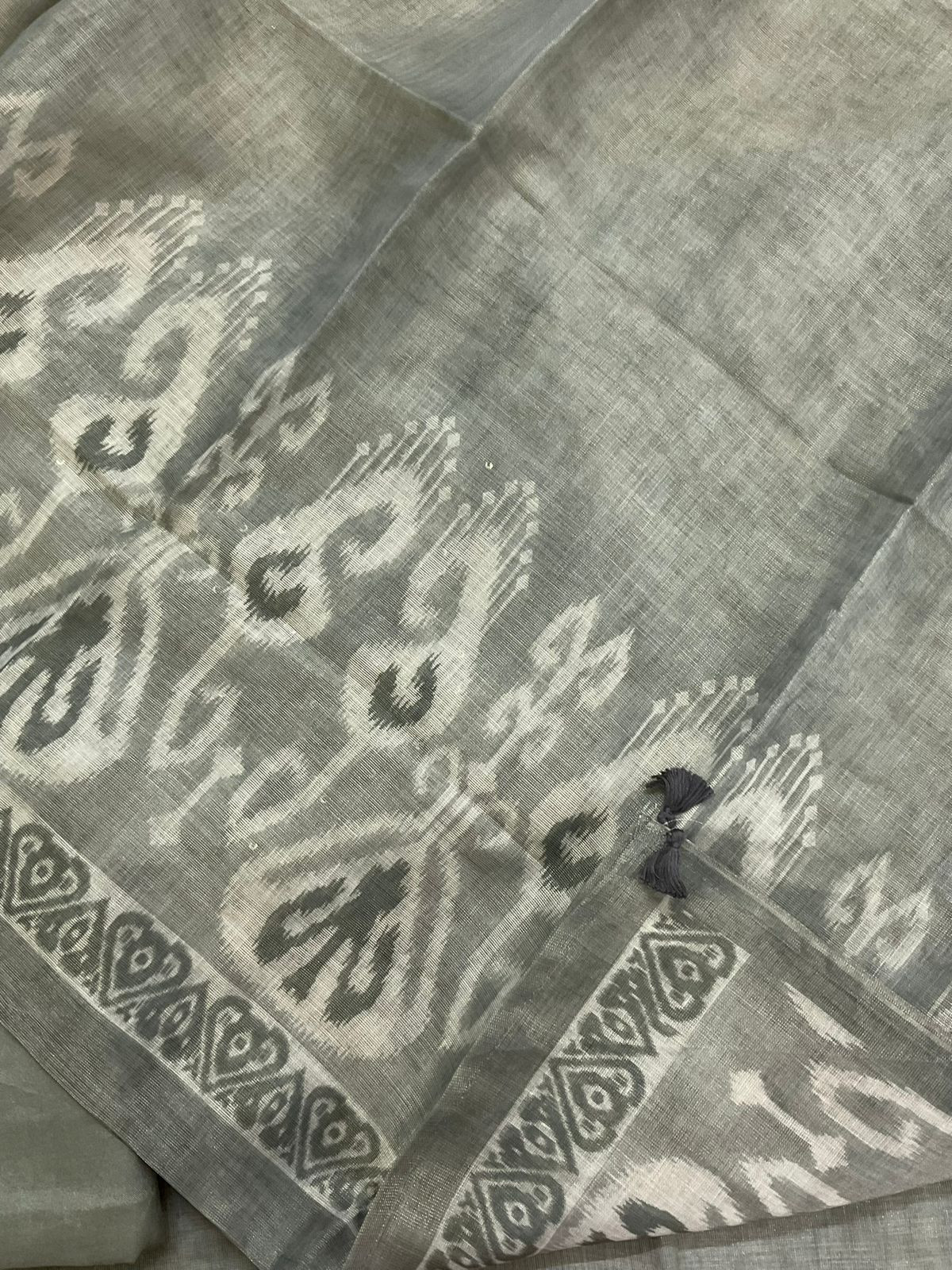 Soft Tissue Slub Cotton Printed Embroidered Suit - Green