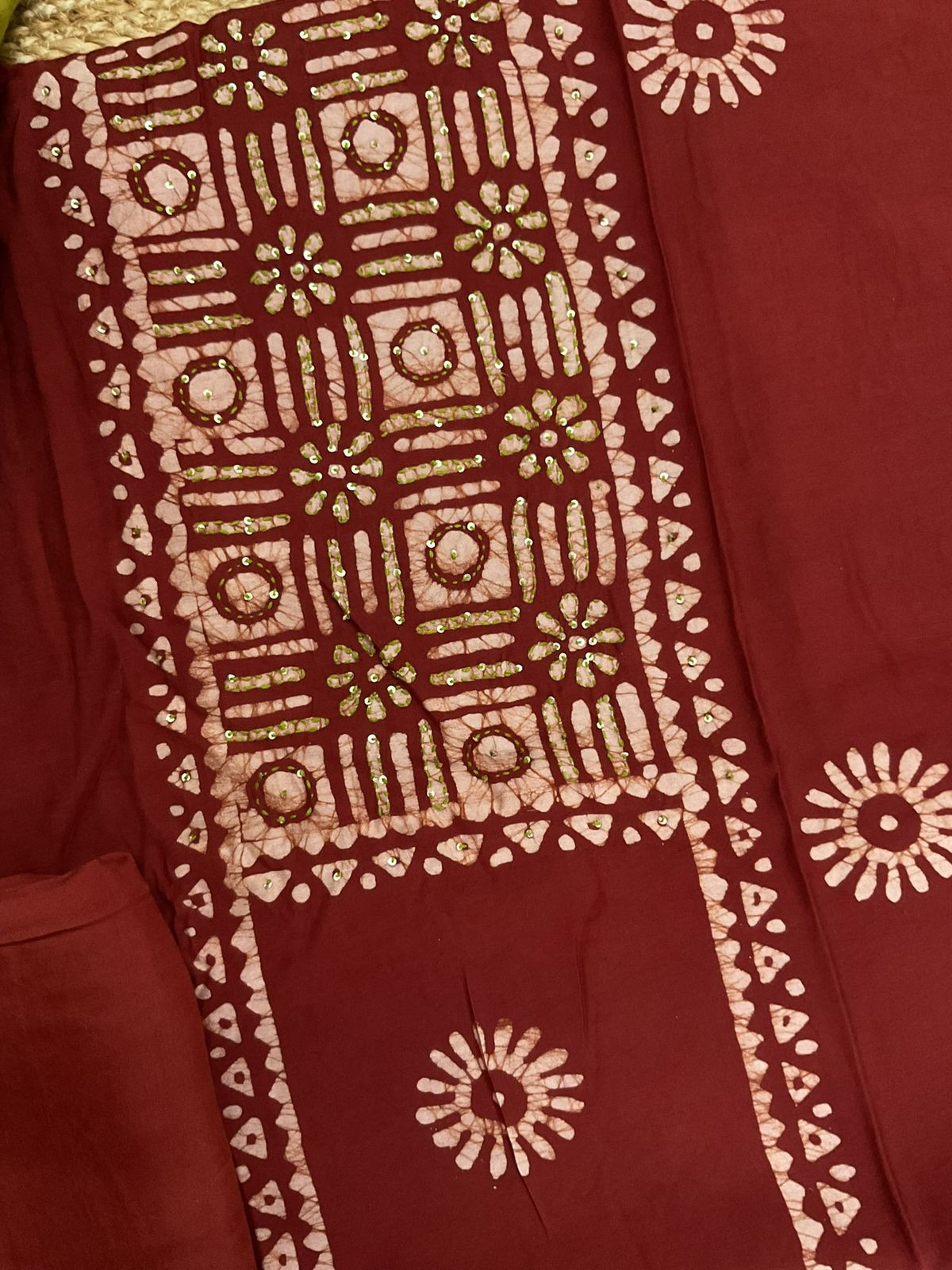 Pure Muslin Printed Embroidered Suit - Dark Brick Red