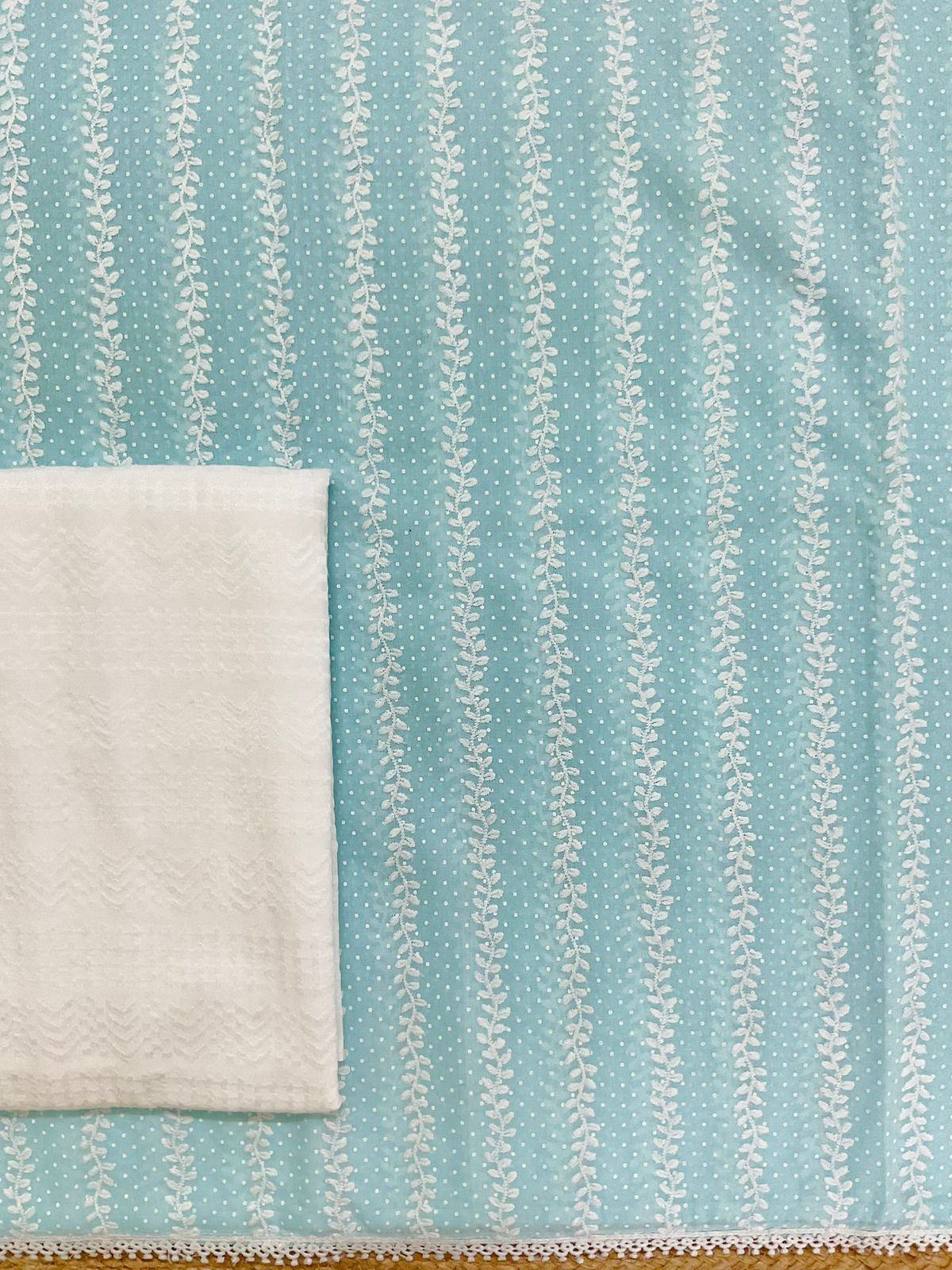 Pure Mul Cotton Printed Embroidered Suit - Blue