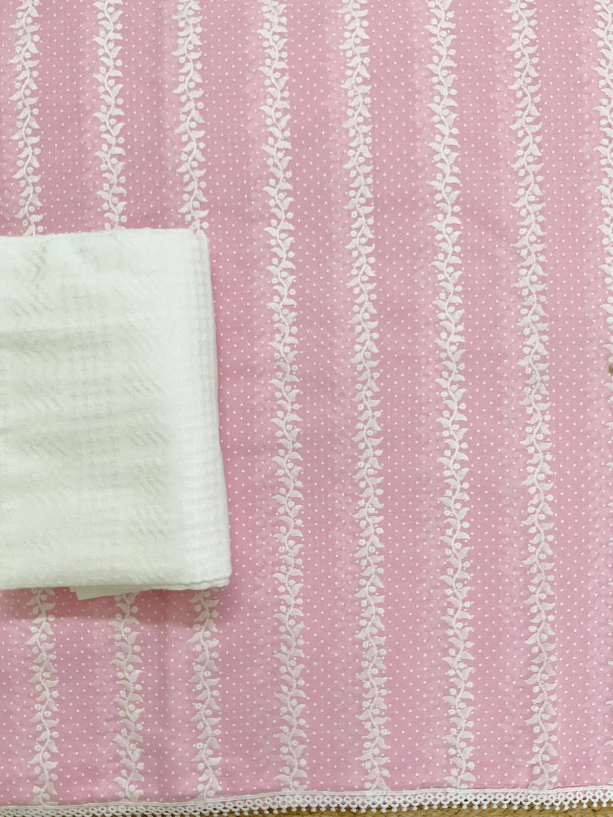 Pure Mul Cotton Printed Embroidered Suit - Pink