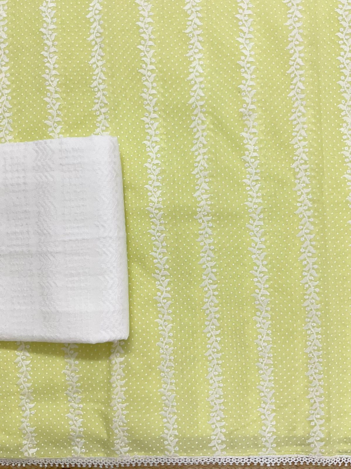 Pure Mul Cotton Printed Embroidered Suit - Yellow