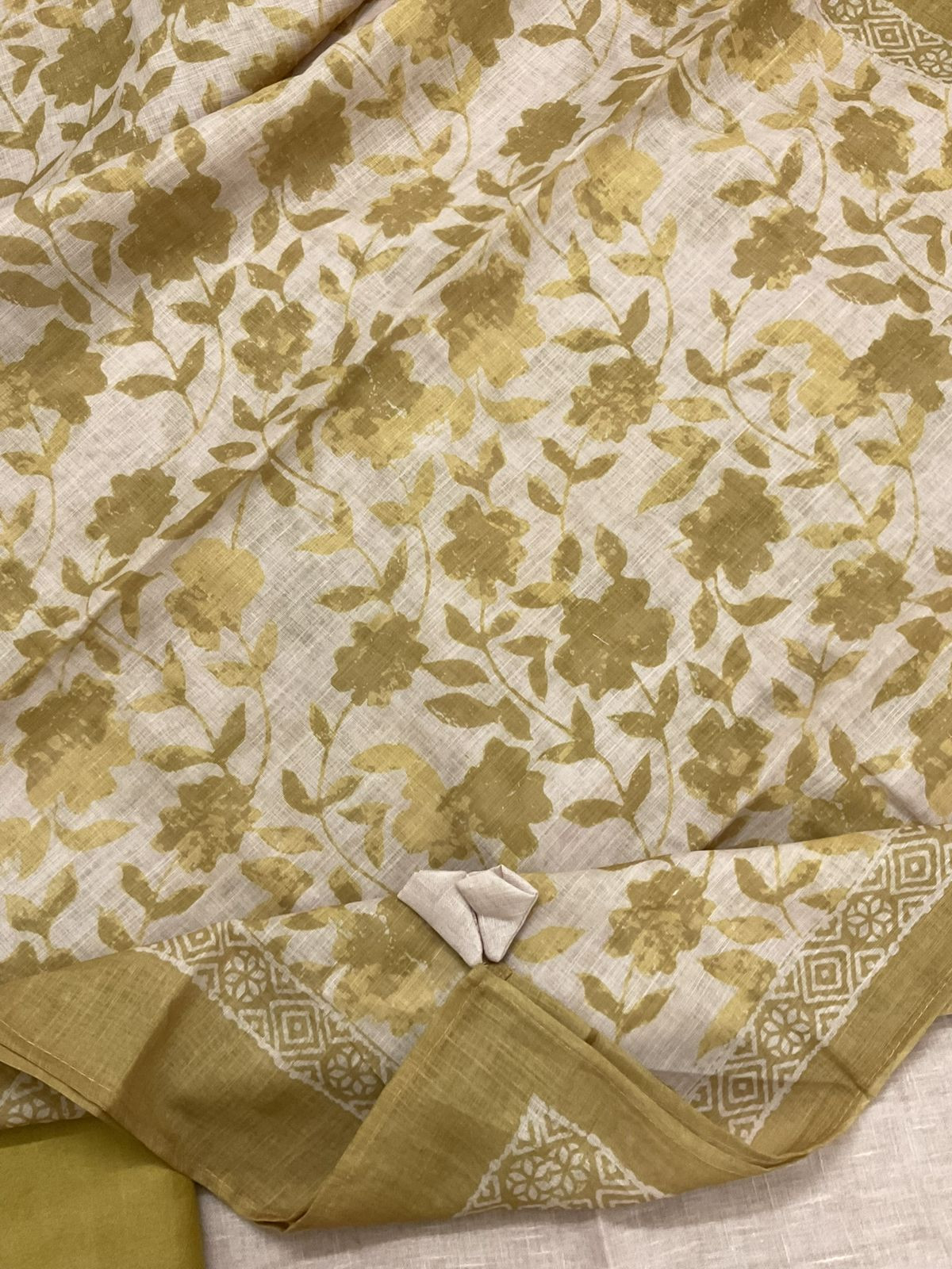 Soft Linen Jute Cotton Shaded Embroidered Suit - Mustard Yellow