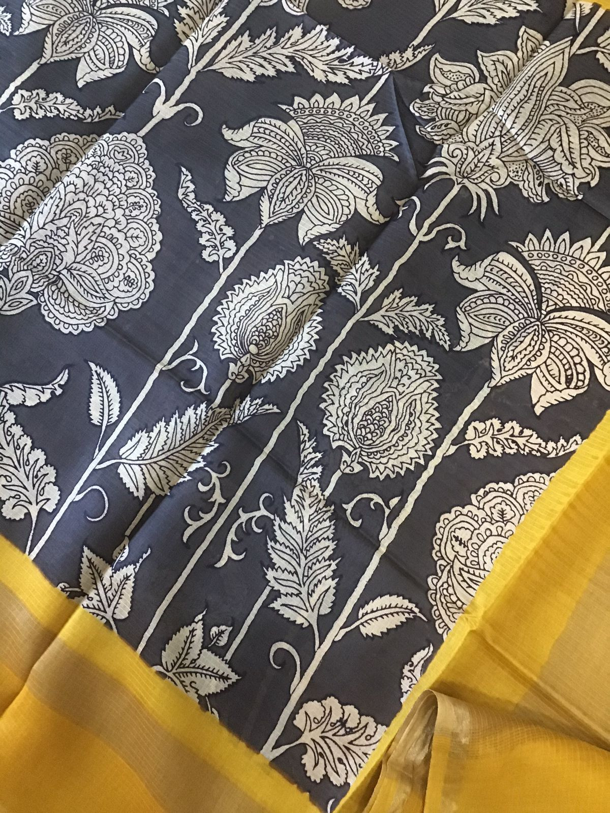 Pure Maheshwari Printed Suit - Yellow