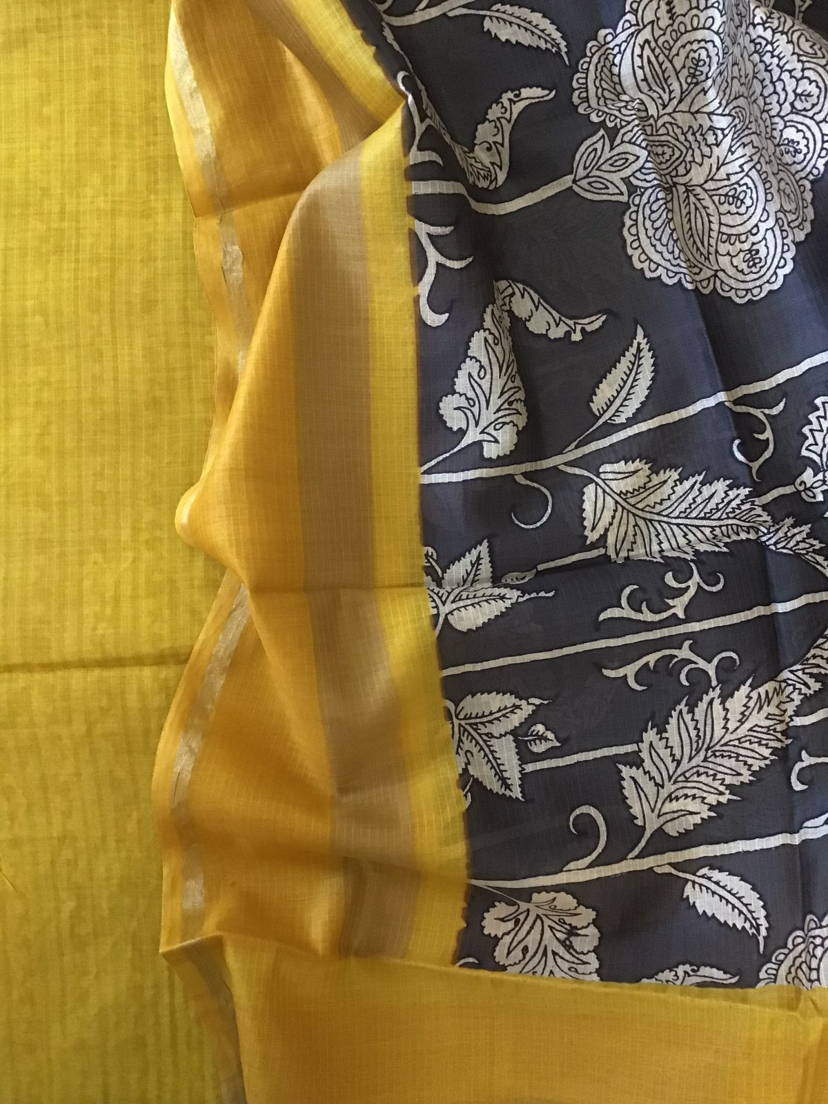 Pure Maheshwari Printed Suit - Yellow