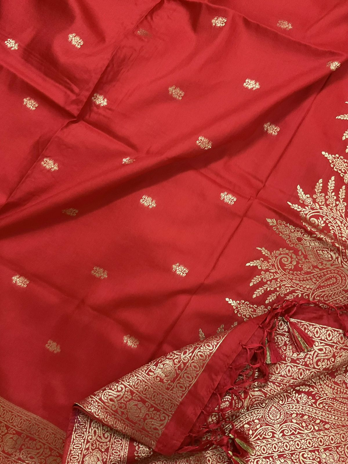 Pure Chanderi Banarasi Weaved Suit - Red