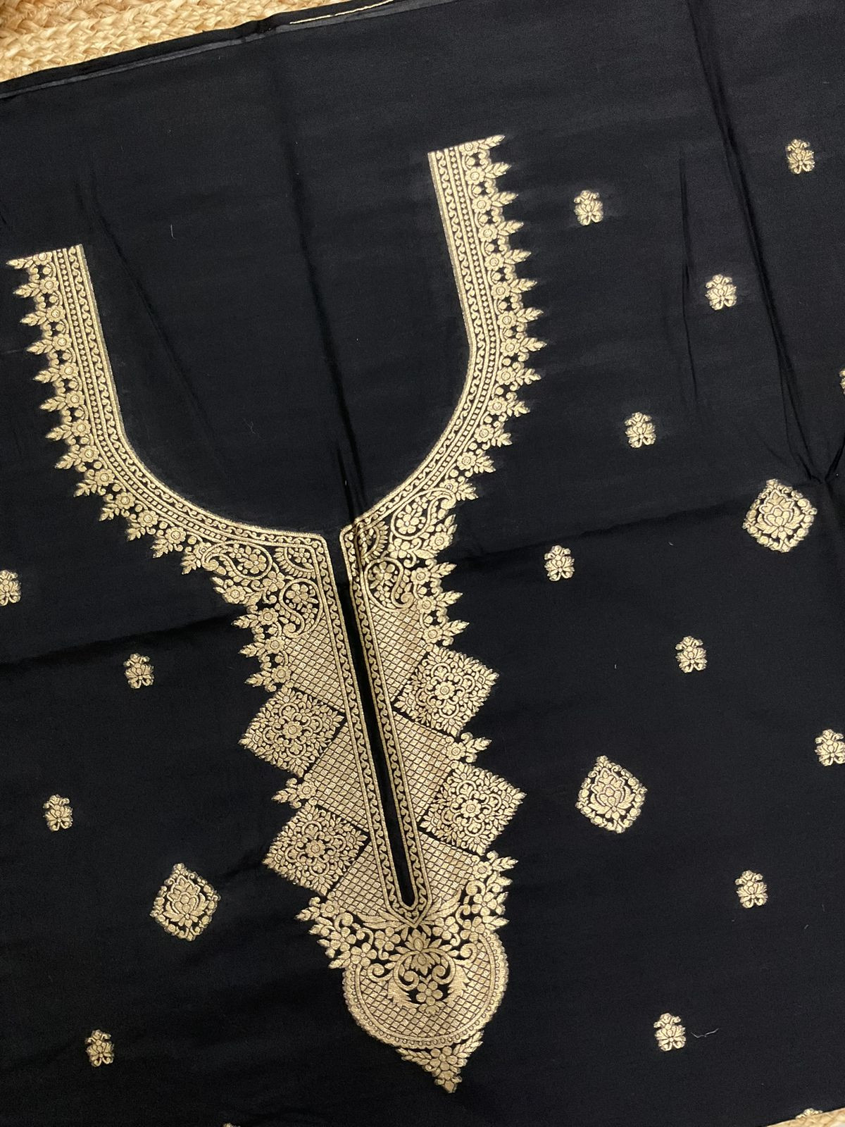 Pure Chanderi Banarasi Weaved Suit - Black