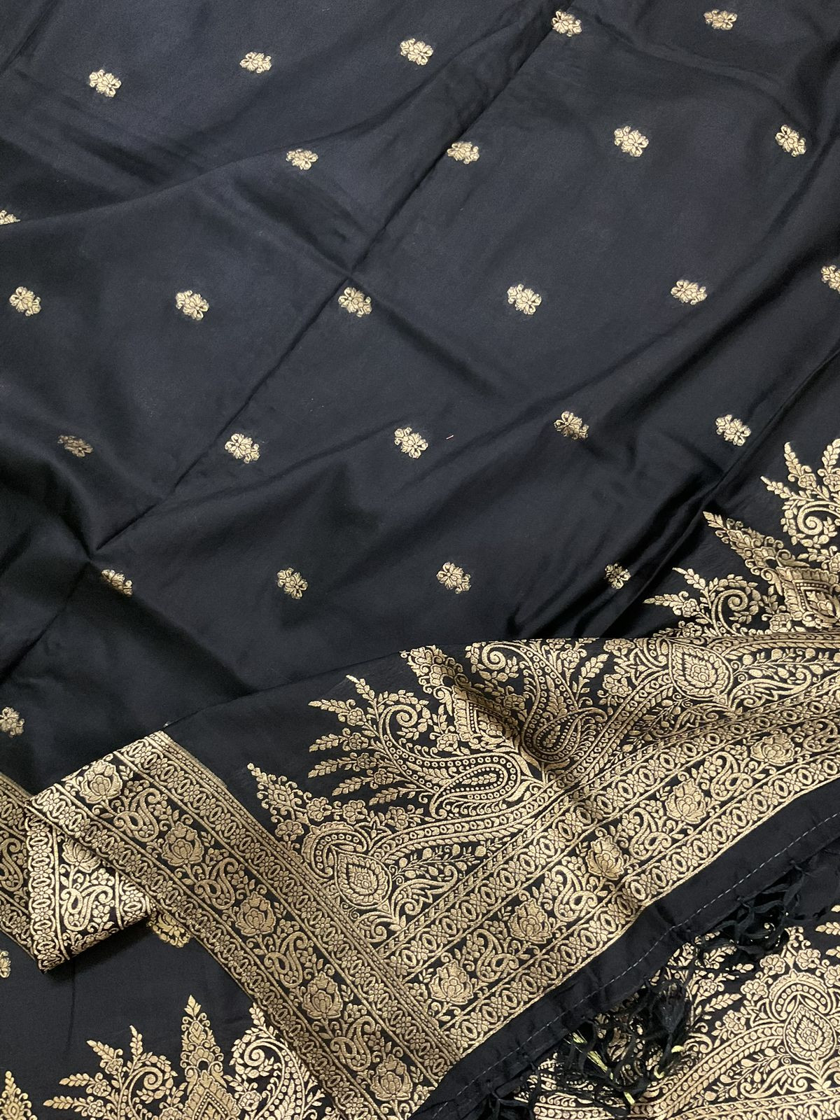 Pure Chanderi Banarasi Weaved Suit - Black