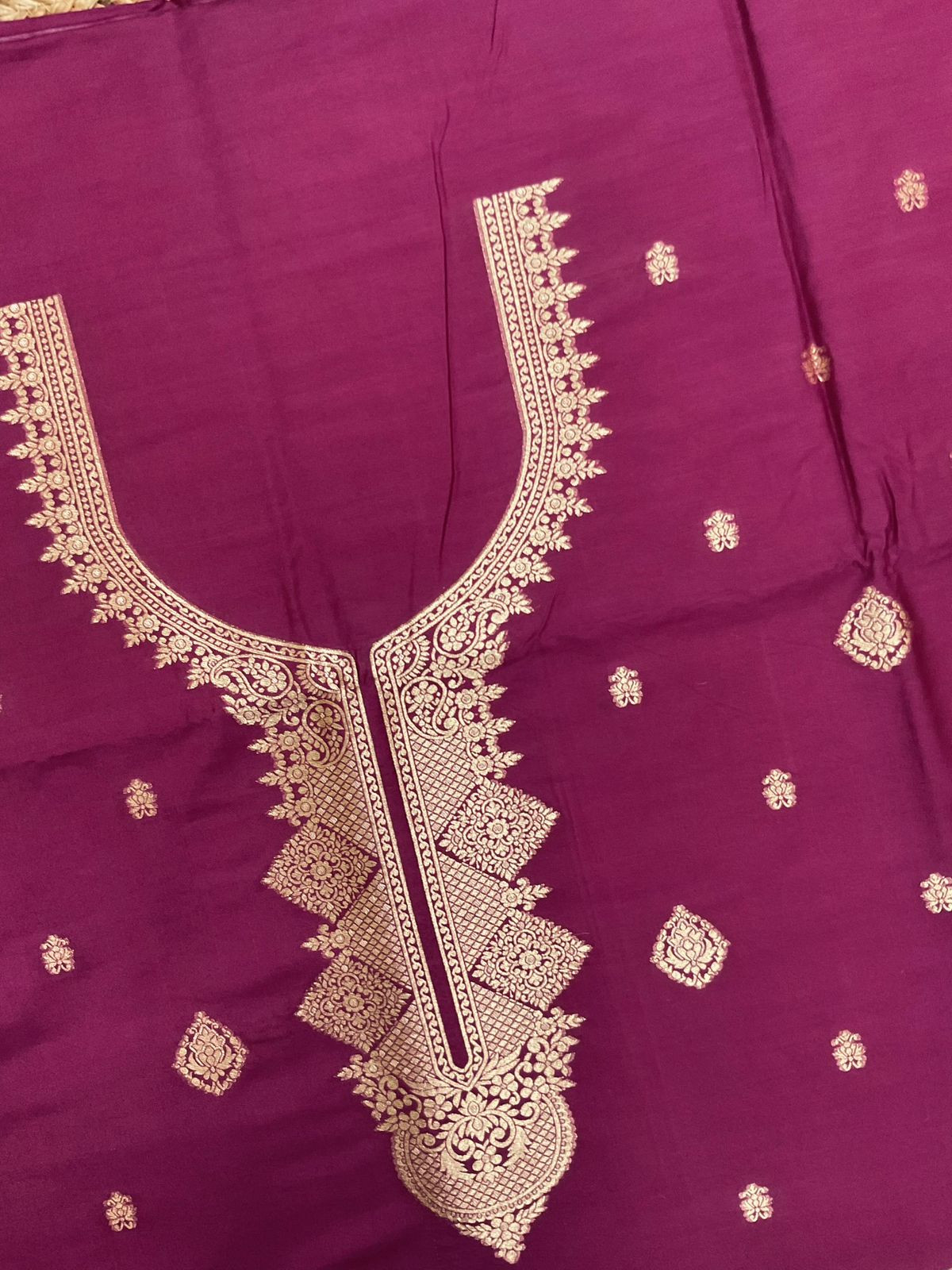 Pure Chanderi Banarasi Weaved Suit - Wine
