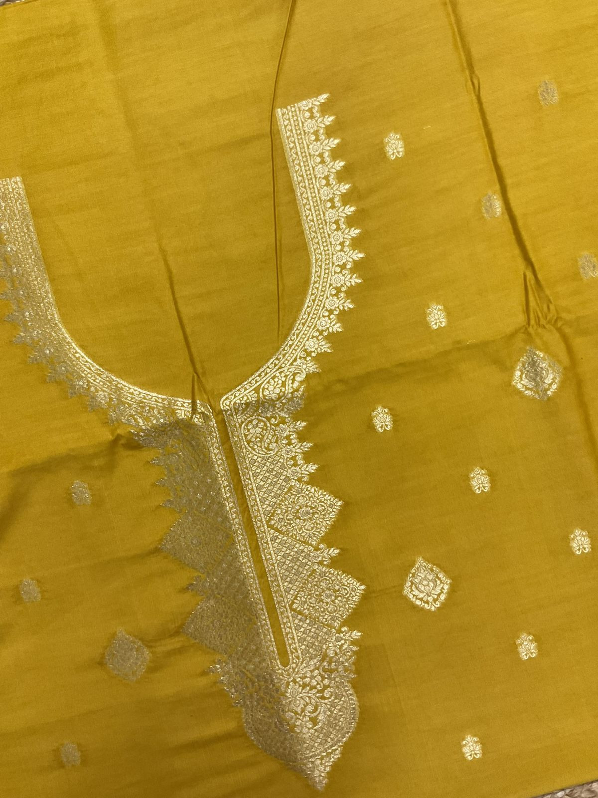 Pure Chanderi Banarasi Weaved Suit - Yellow