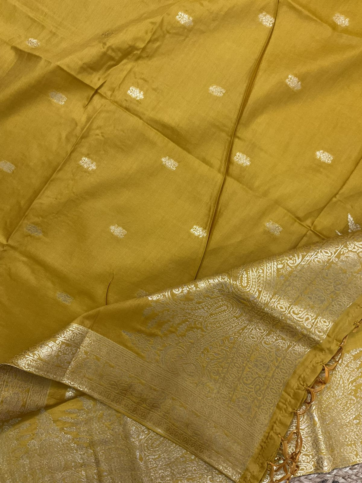 Pure Chanderi Banarasi Weaved Suit - Yellow