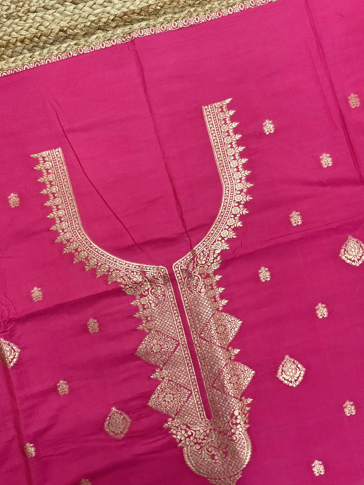 Pure Chanderi Banarasi Weaved Suit - Pink
