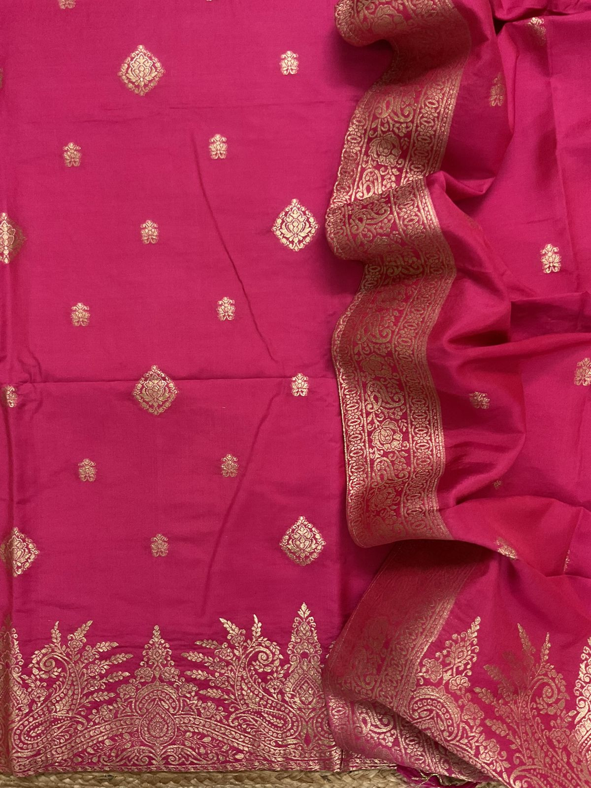 Pure Chanderi Banarasi Weaved Suit - Pink