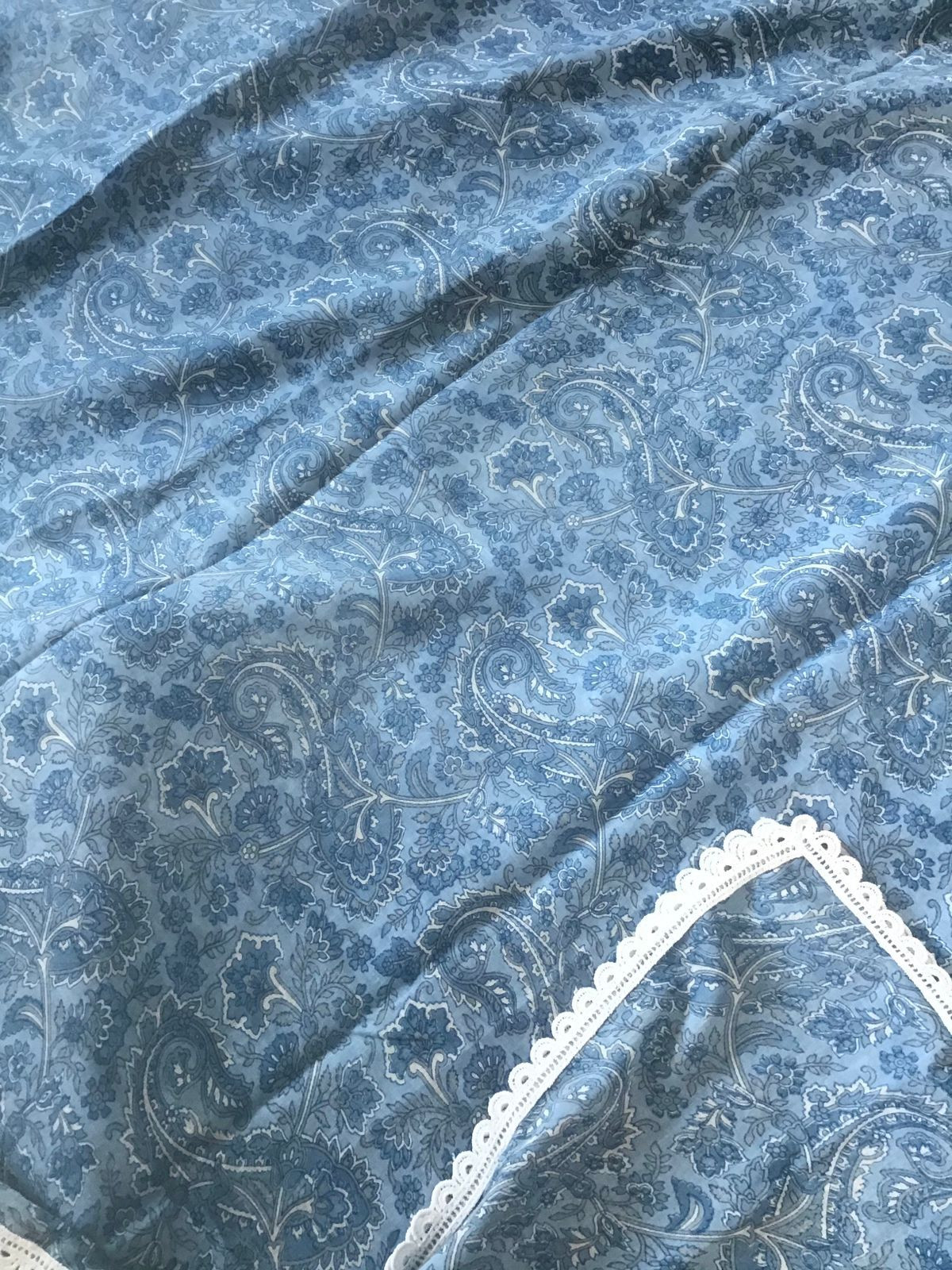 Pure Mul Cotton Printed Embroidered Suit - Blue