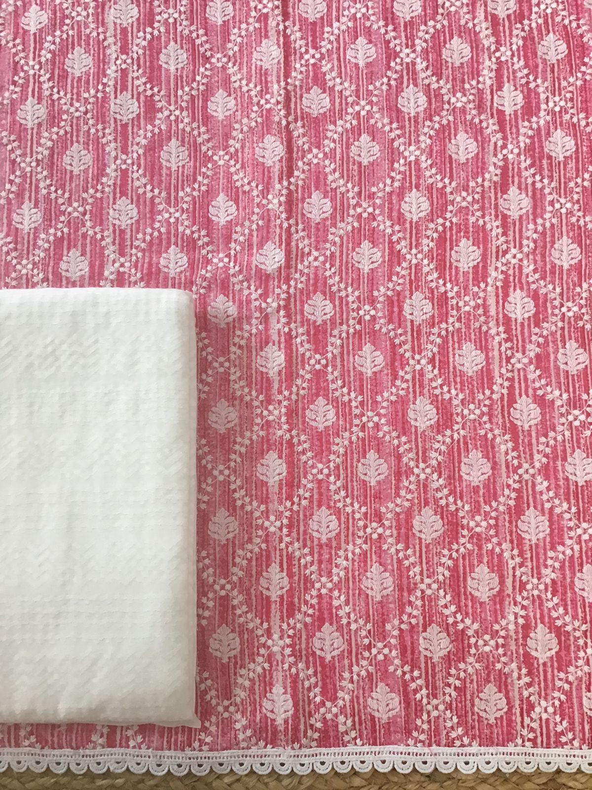 Pure Mul Cotton Printed Embroidered Suit - Pink