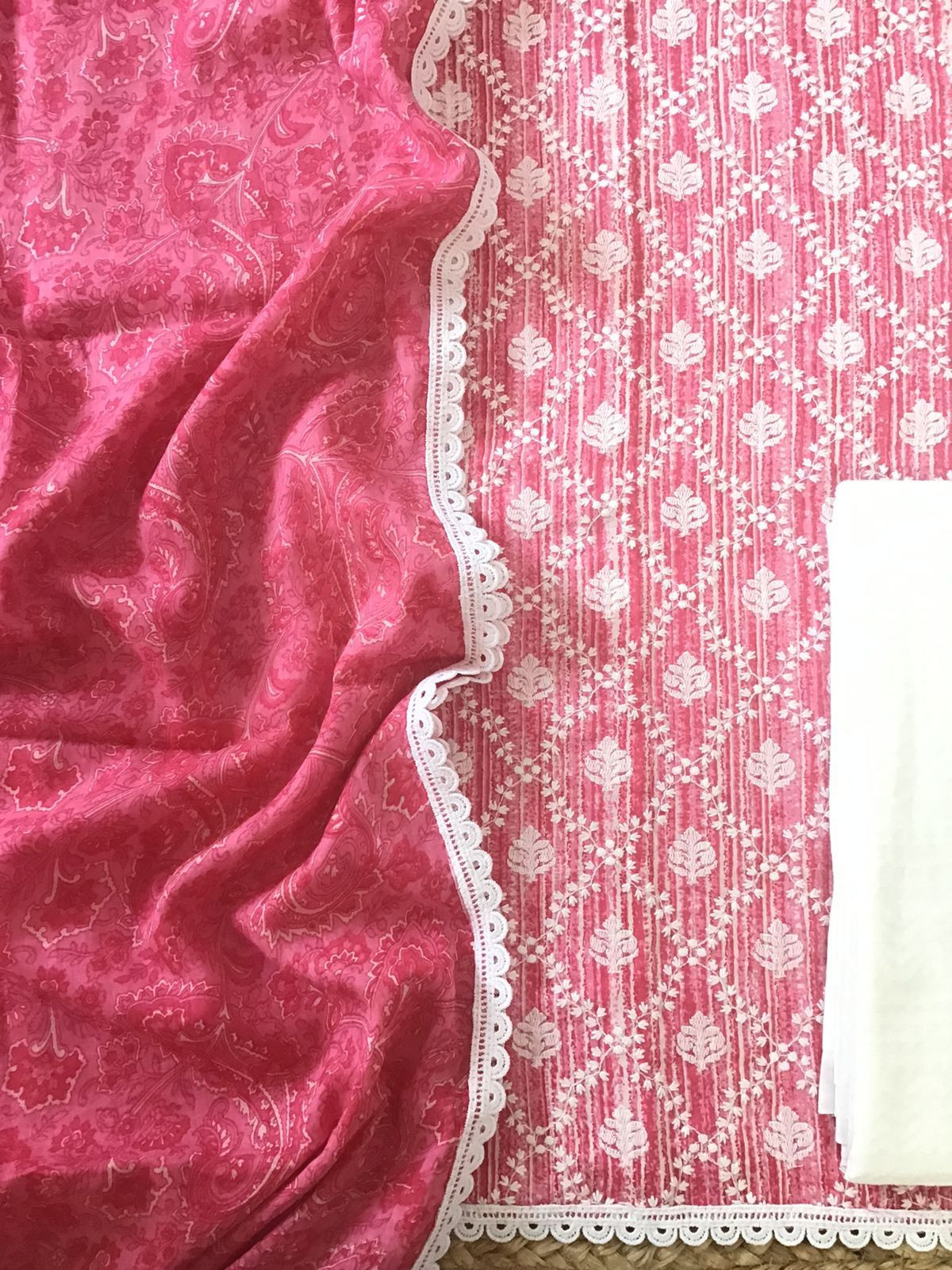 Pure Mul Cotton Printed Embroidered Suit - Pink