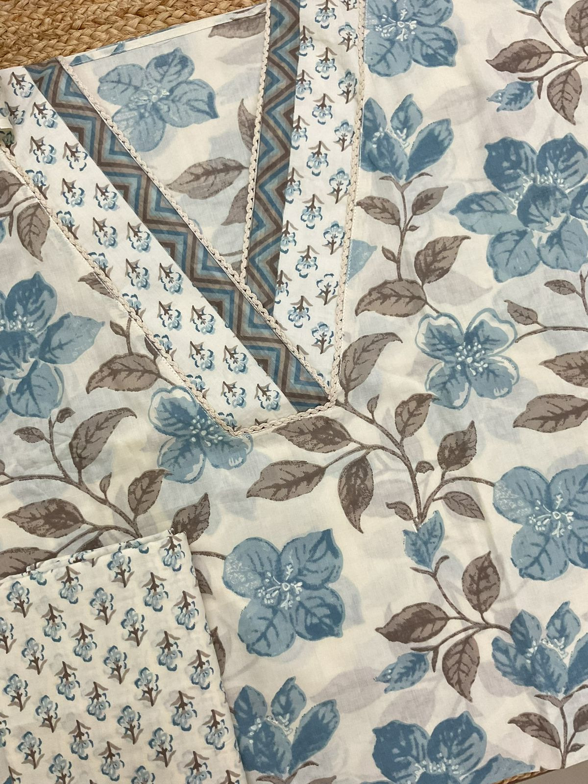 Pure Cotton Printed Suit - Offwhite