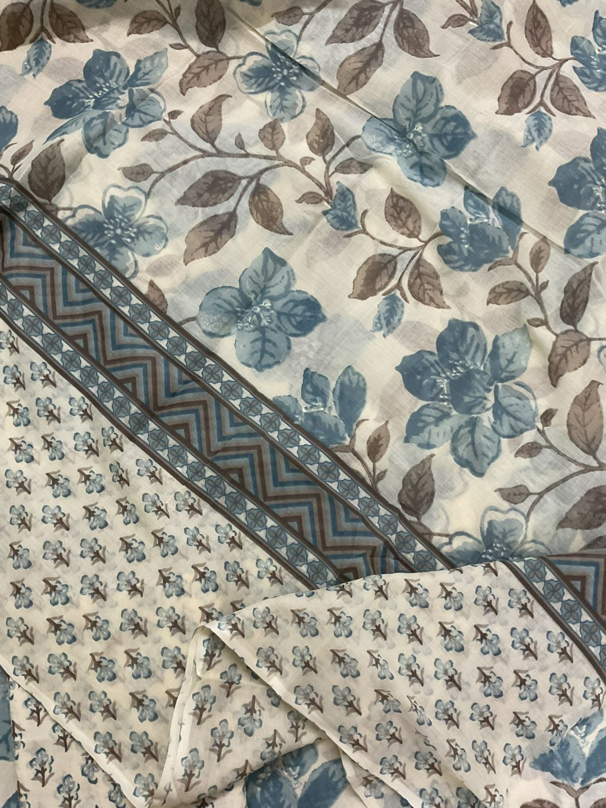 Pure Cotton Printed Suit - Offwhite