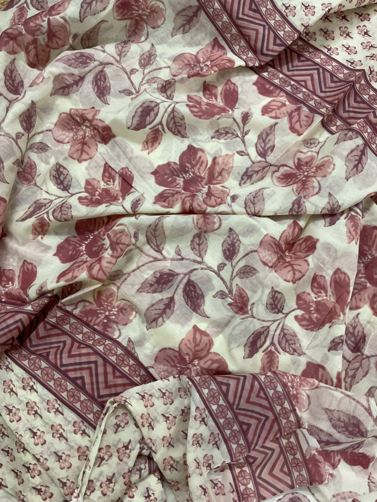 Pure Cotton Printed Suit - Offwhite