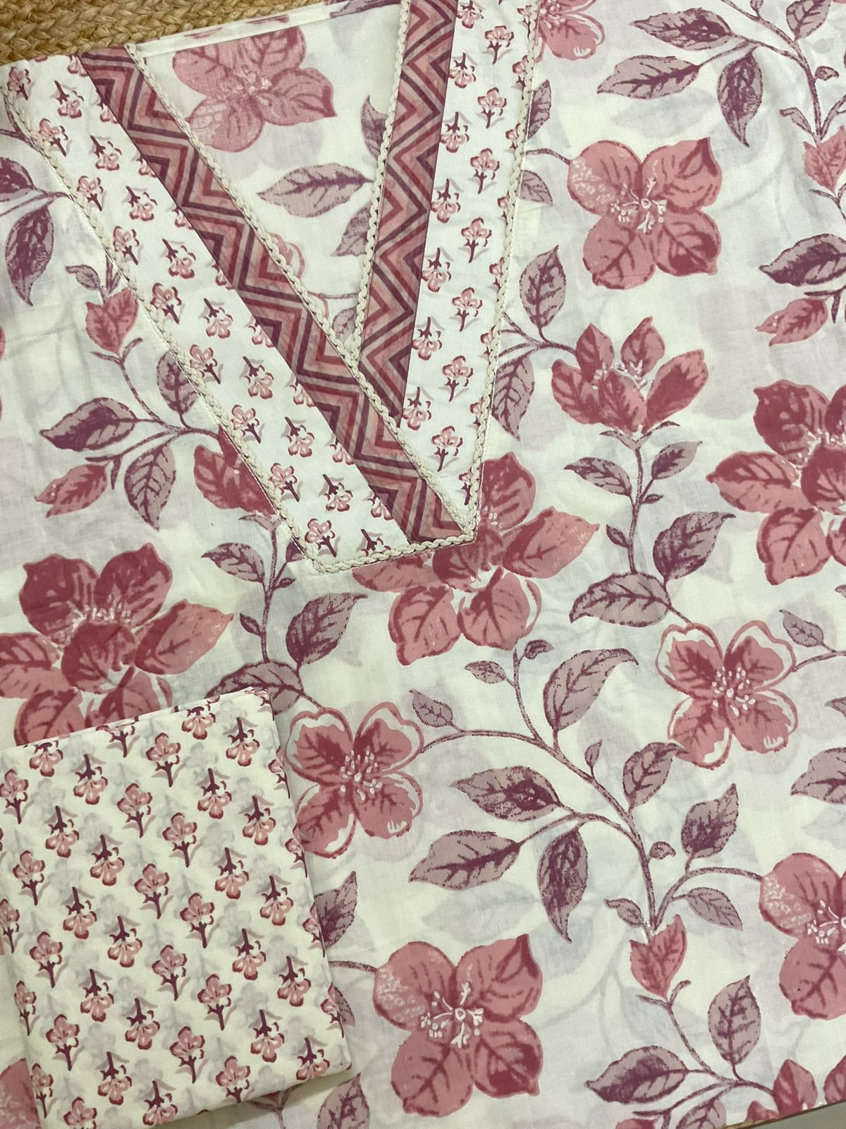 Pure Cotton Printed Suit - Offwhite